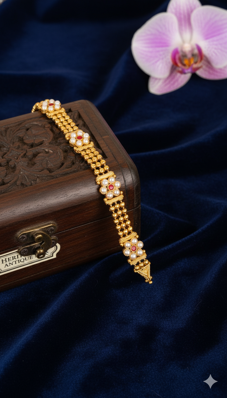 Circular Kundan Linked Bracelet (AN-BR-04-M)