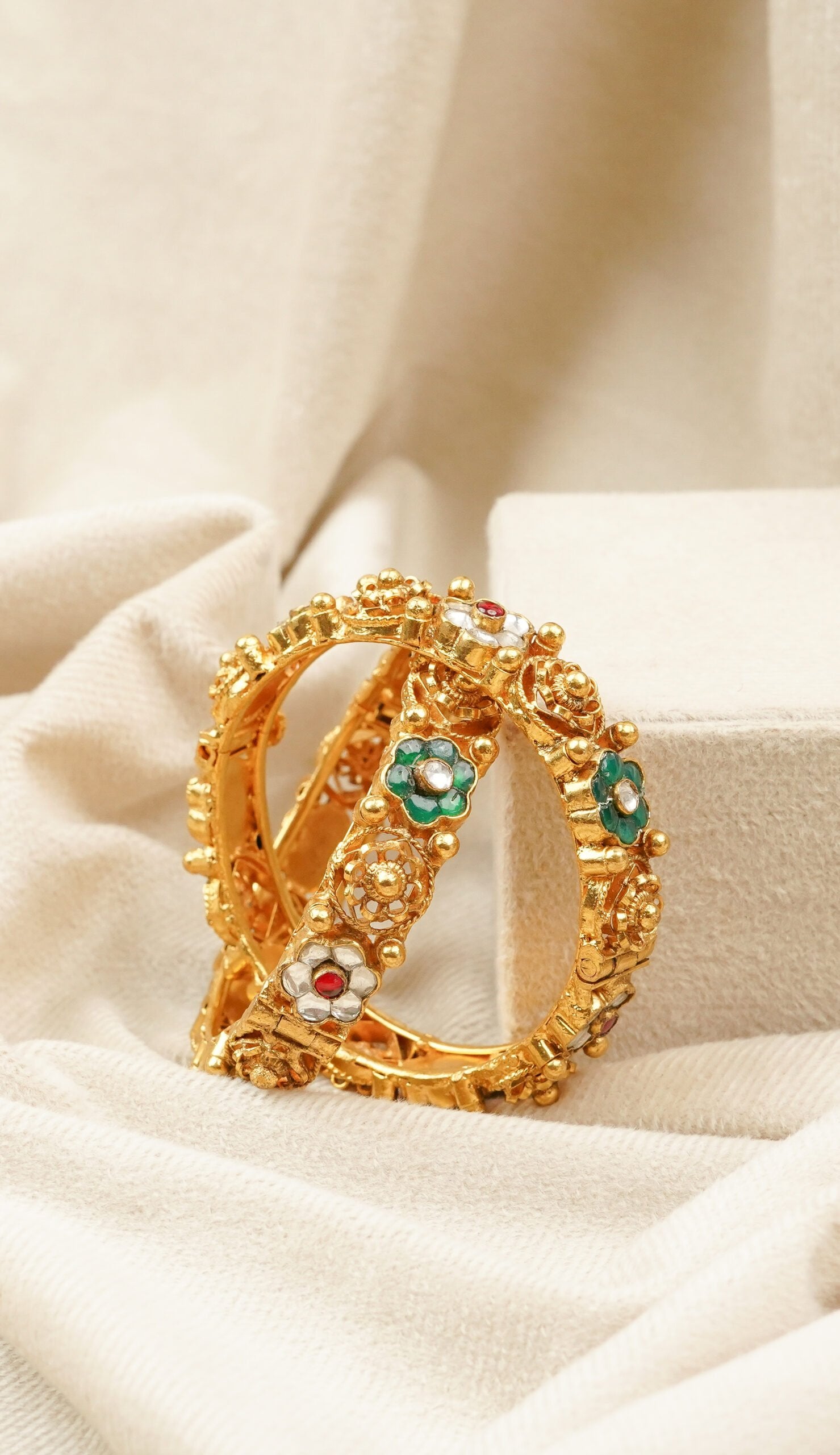 Antique Floral Meenakari Bangles (AN-BA-03-M)