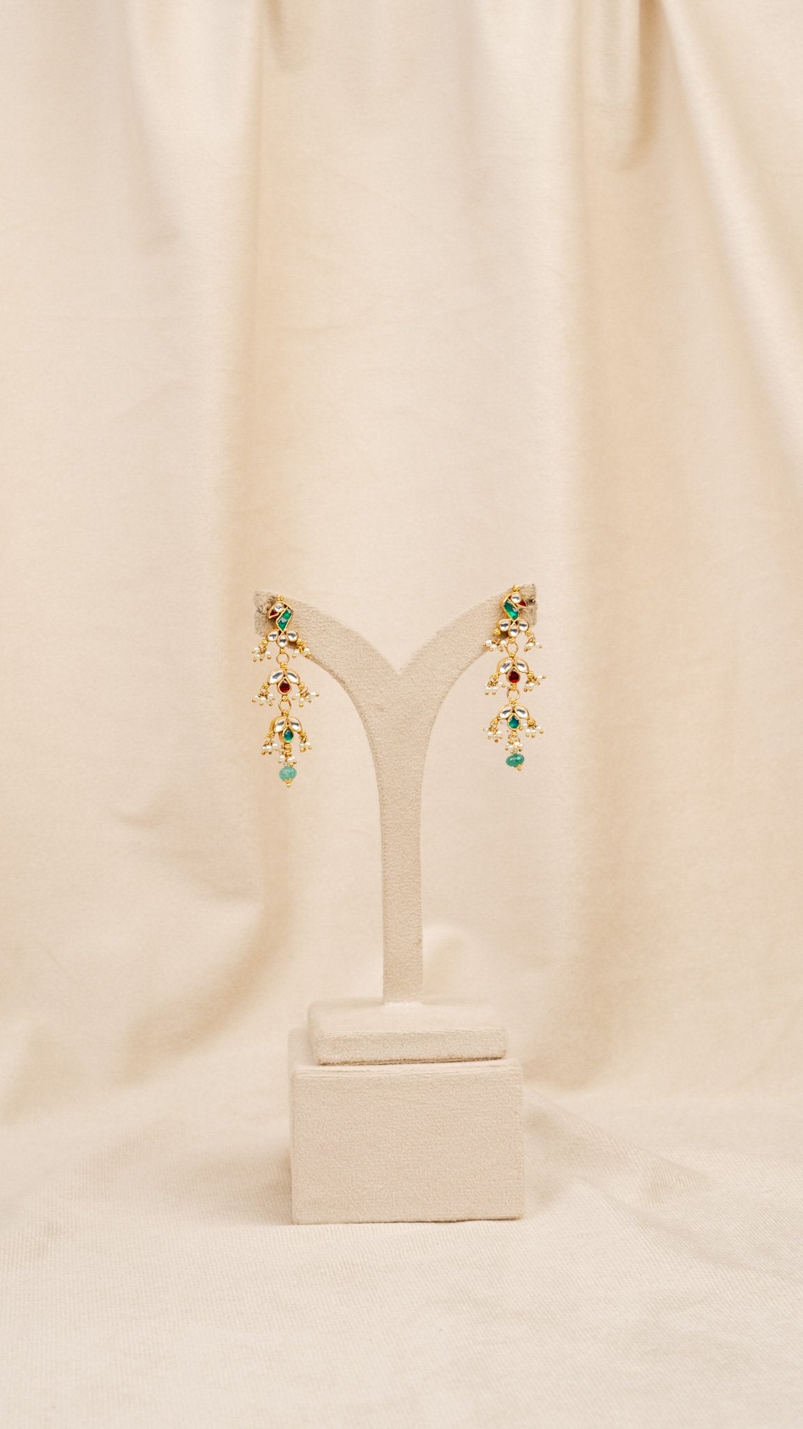 Mint Green Pearl Meena Necklace Set (MO-NK-14)
