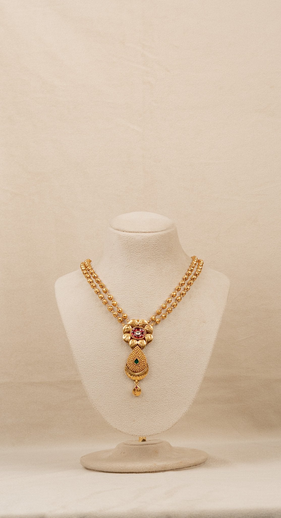 Golden Floral Meena Necklace Set (AN-PD-36)