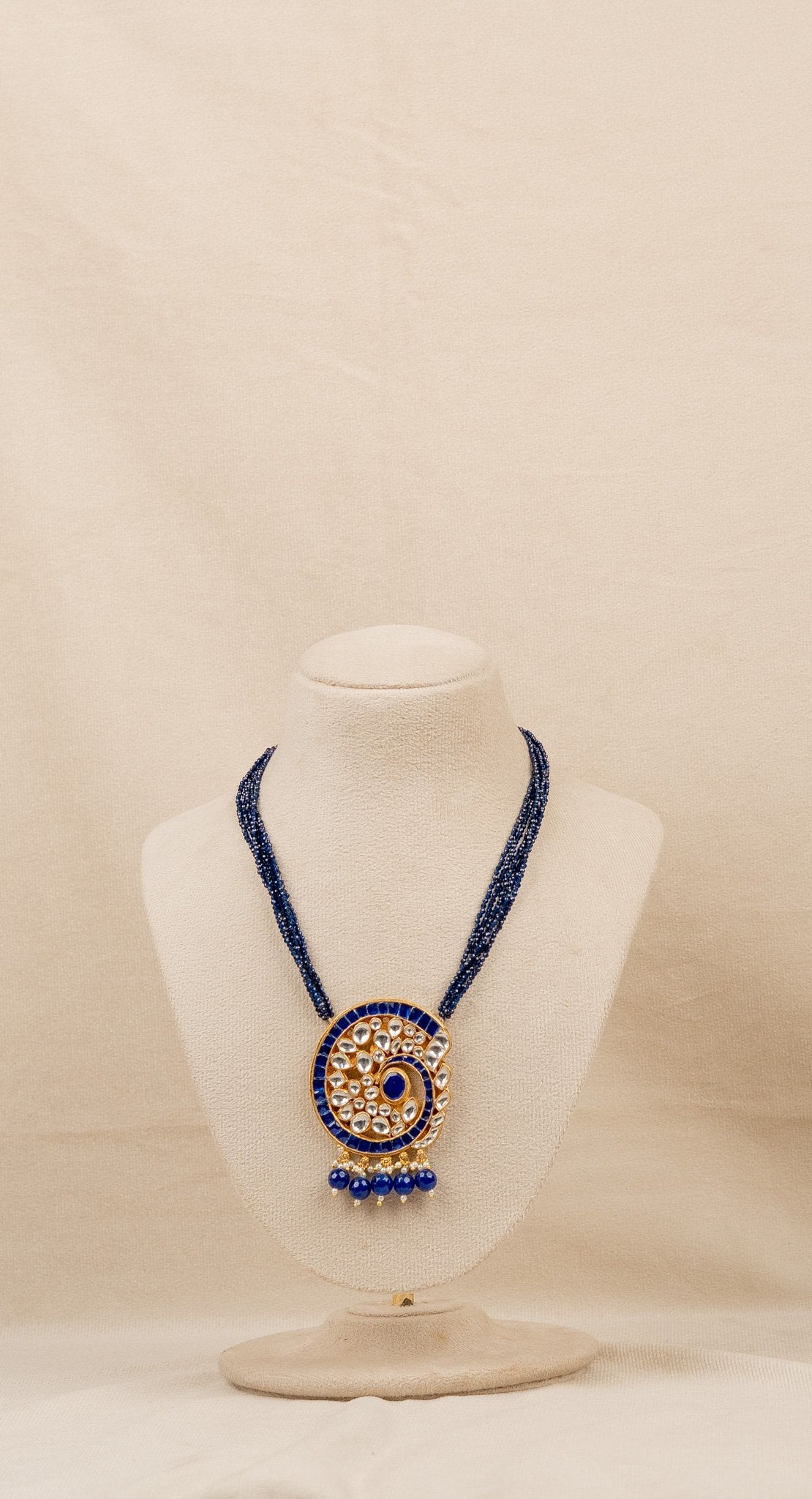 Royal Blue Kundan Necklace Set (JA-PD-15-B)