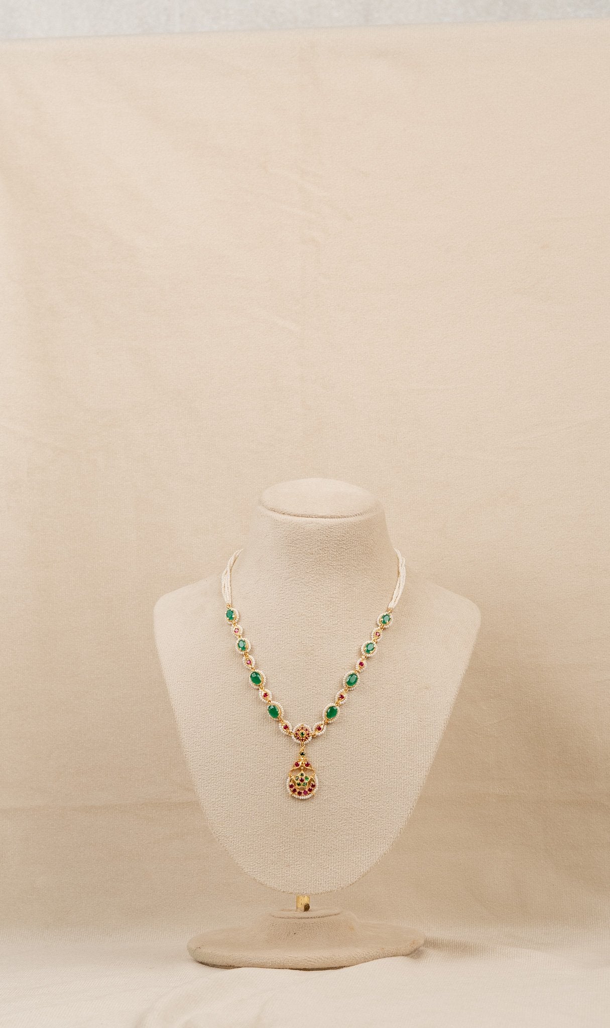Emerald Meenakari Stone Necklace Set (MO-NK-16-M)