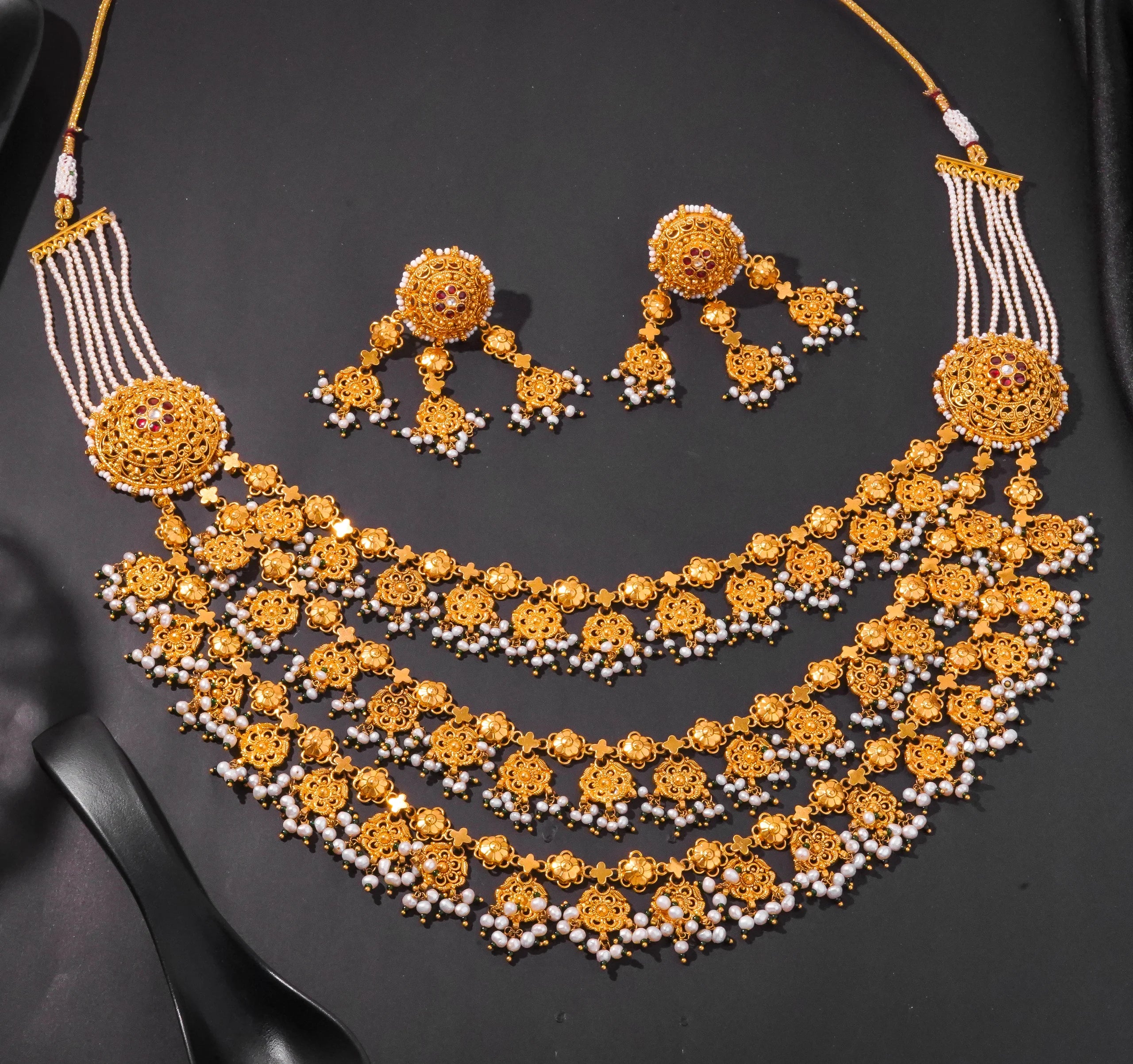 Antique Three Line Necklace (AN-NK-38-M)