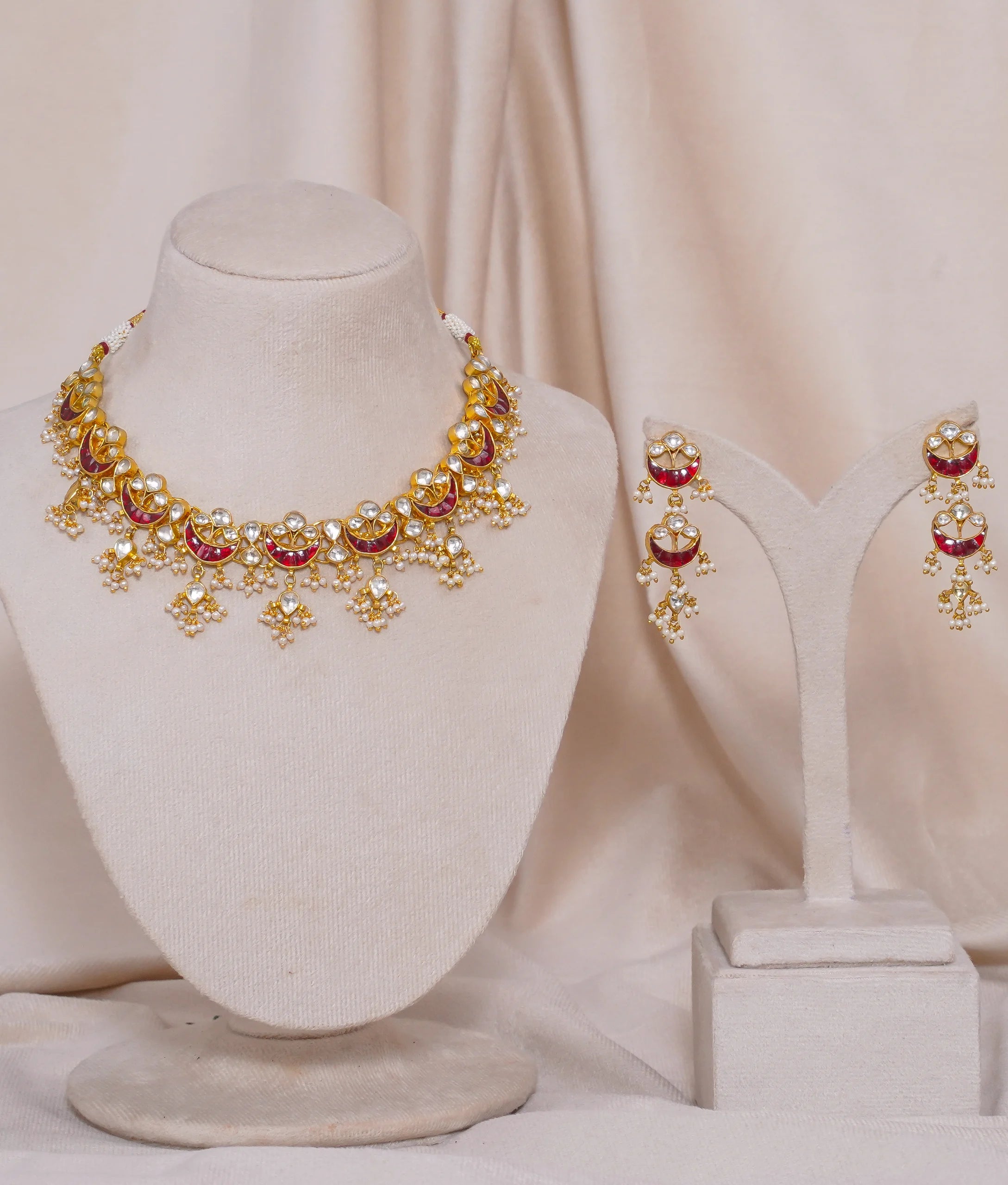 Jadtar Moon Moti Necklace (JA-NK-12-RE)