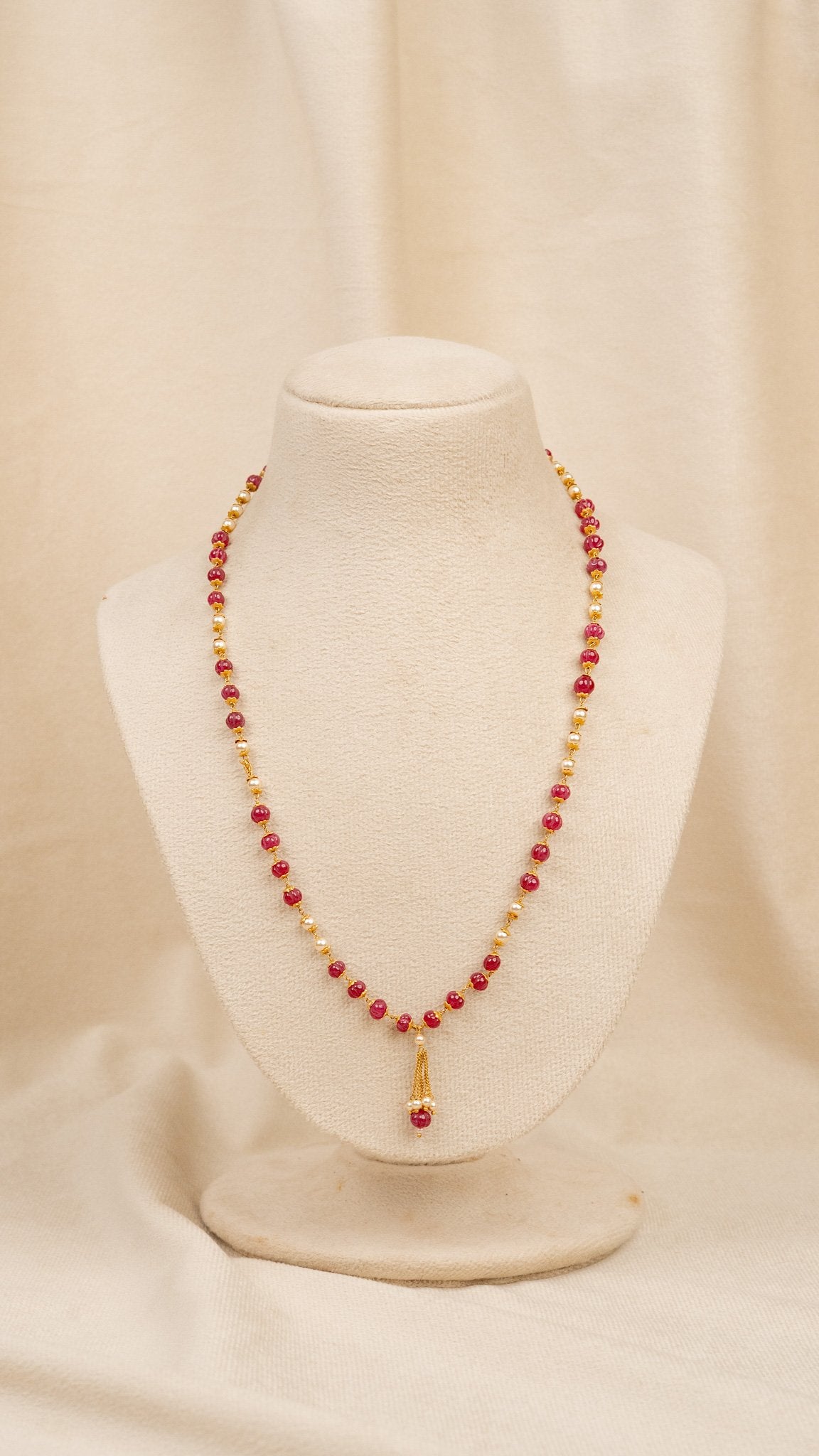 Ruby & Pearl Beaded Mala (MO-MA-03)