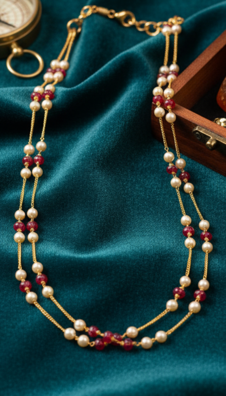 Dual-Tone Gold & Pearl Mala (MO-MA-04)