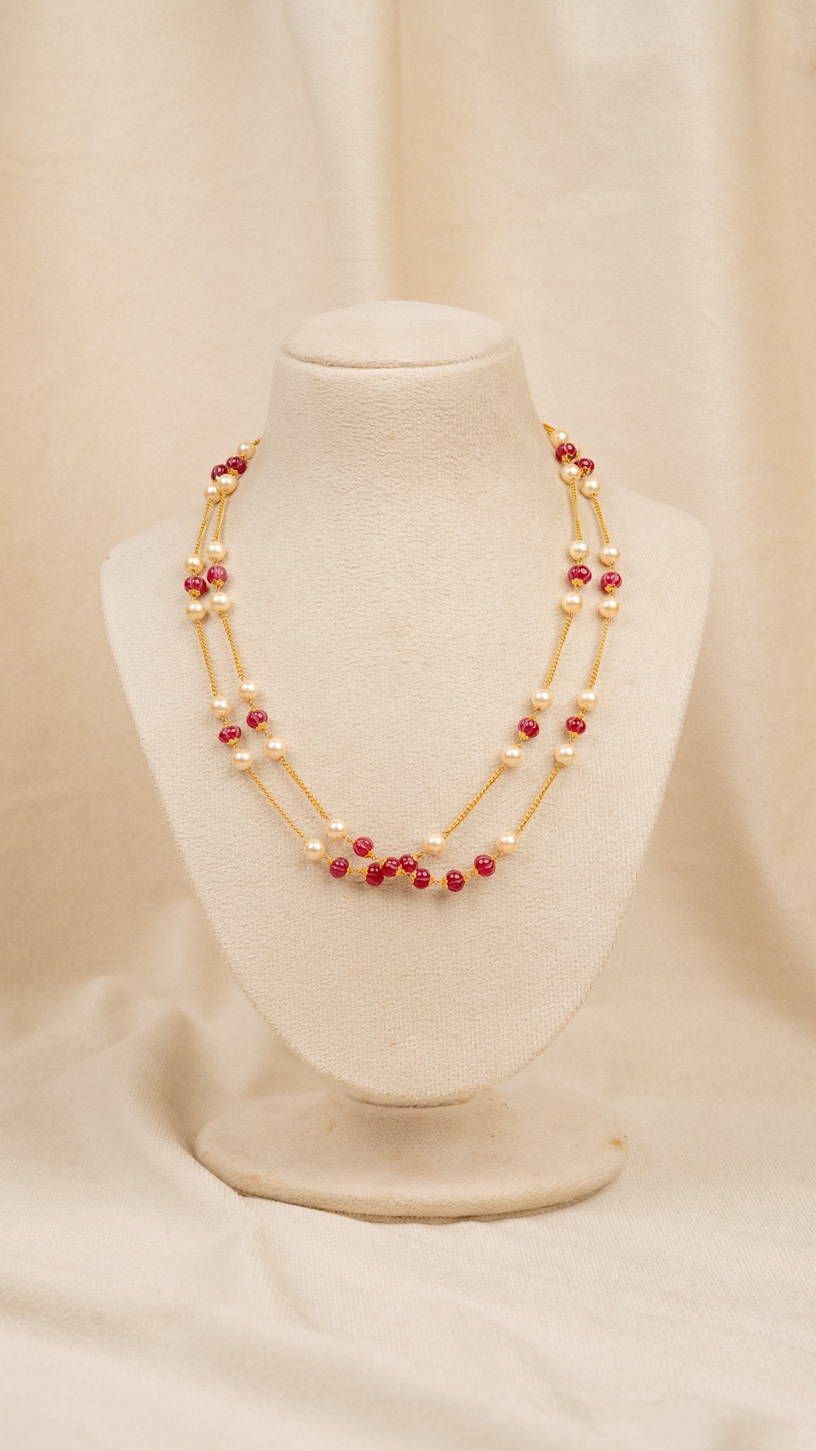 Dual-Tone Gold & Pearl Mala (MO-MA-04)