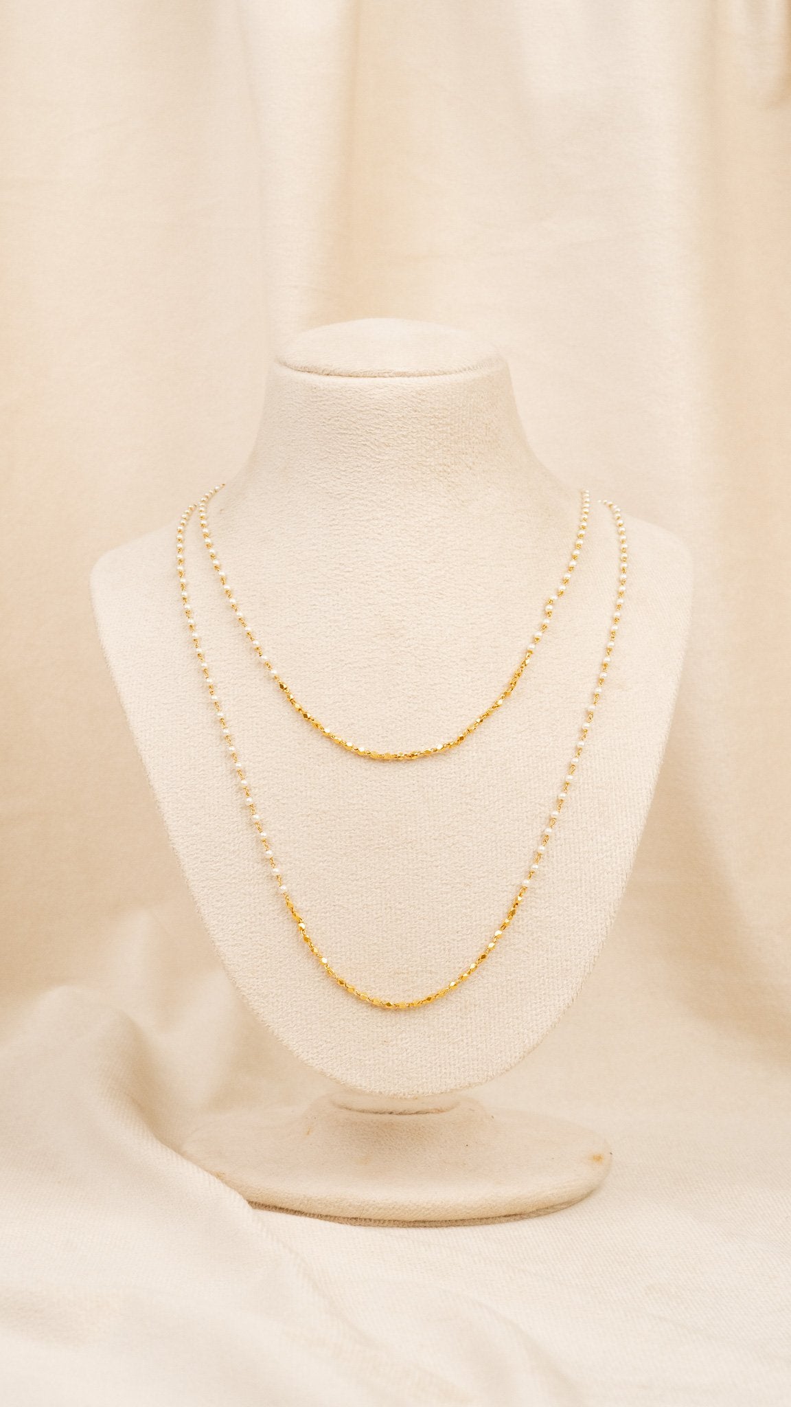 White & Gold Layered Mala (MO-MA-07)
