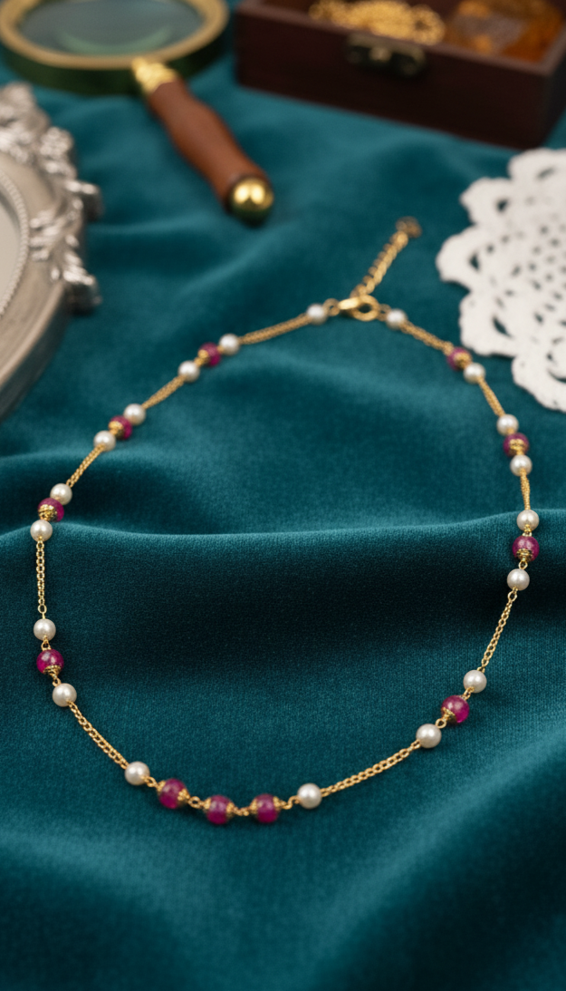 Multi-Color Bead Mala With Green Pendant (MO-MA-08)