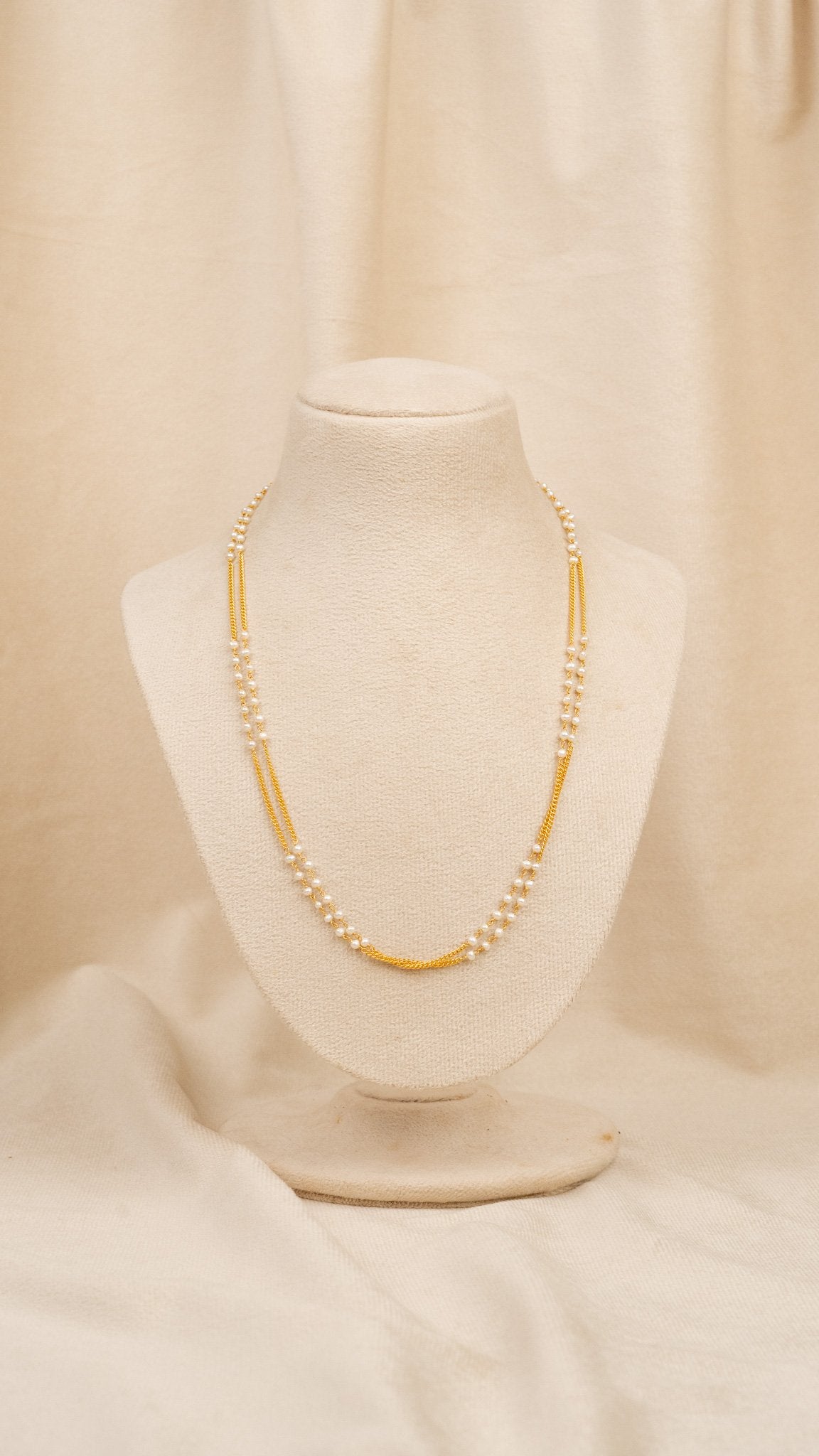 Blue Stone & Pearl Triple Layer Mala (MO-MA-12)