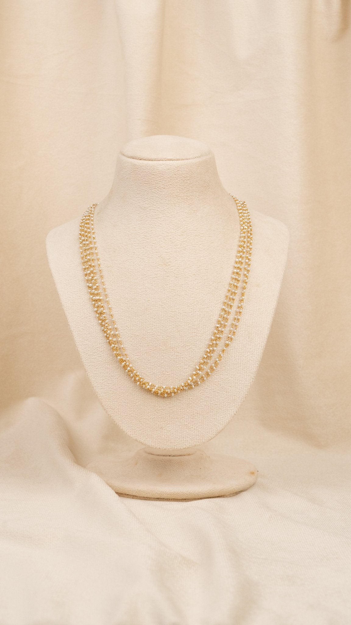 Dual Tone Pearl & Gold Mala (MO-MA-13)