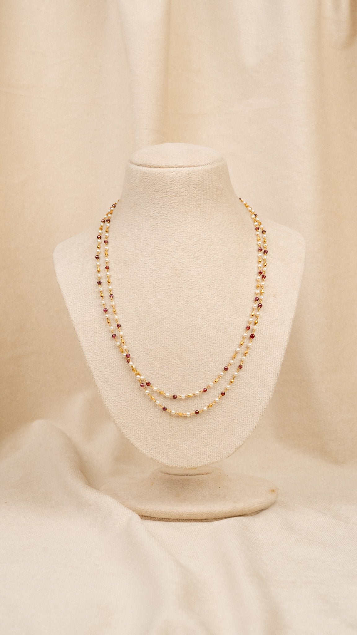 Ruby & Pearl Layered Mala (MO-MA-14)
