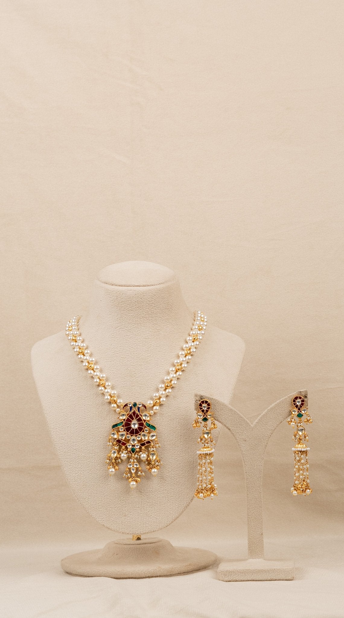 Pearl & Kundan Bridal Necklace Set (MO-NK-15-M)
