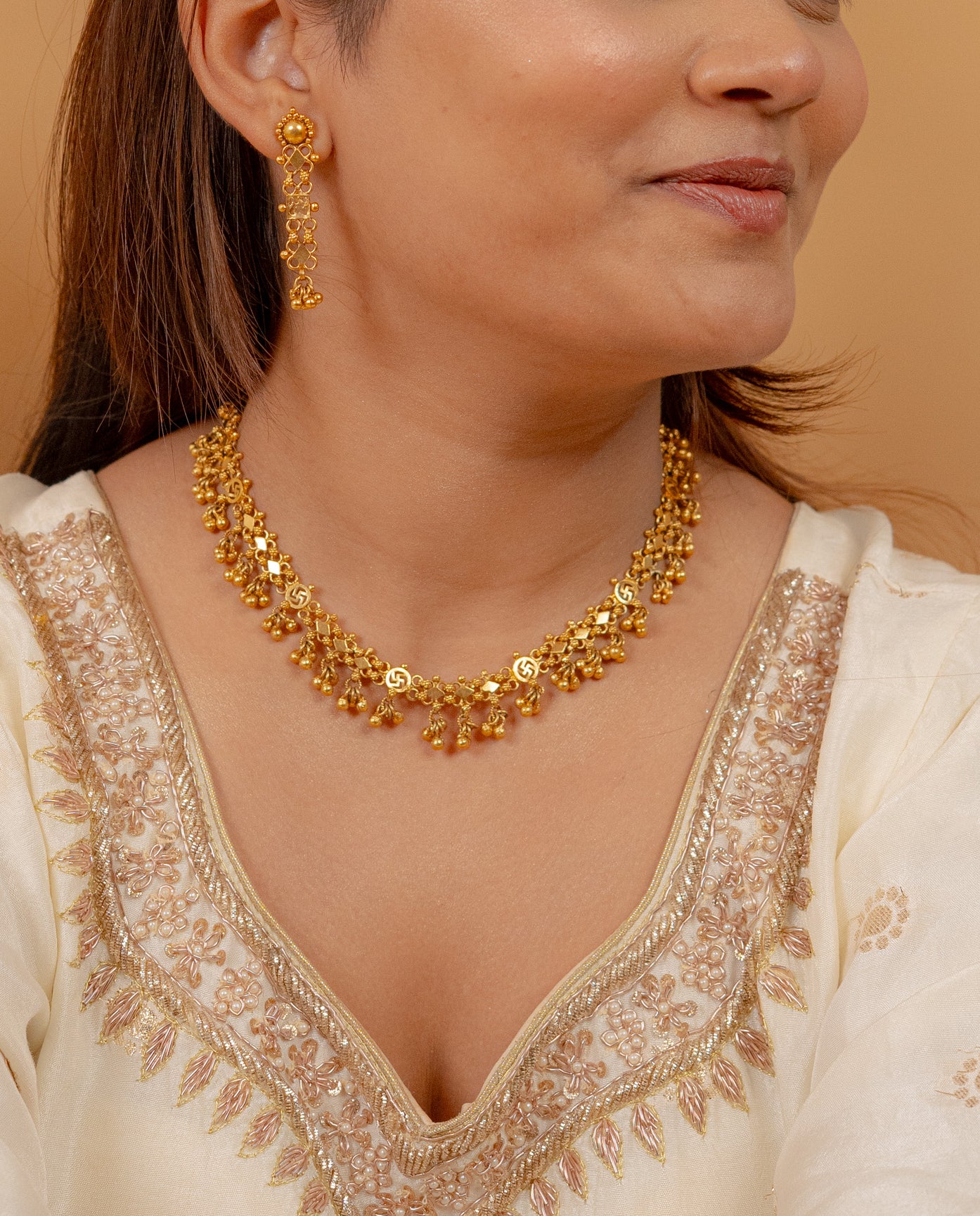 Antique Chandan Small Necklace (AN-NK-07-G)