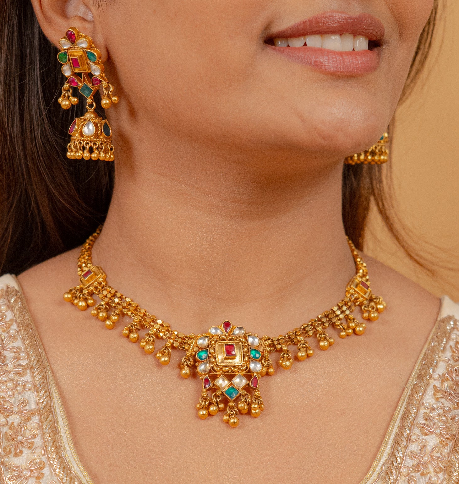 Antique Heerakanthi Squre Necklace (AN-NK-16-M)