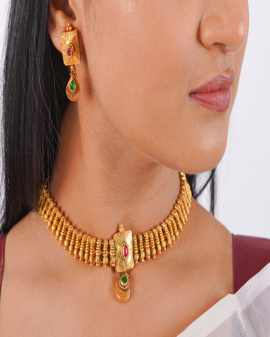 Antique Nakshi Square Necklace (AN-NK-06-M)
