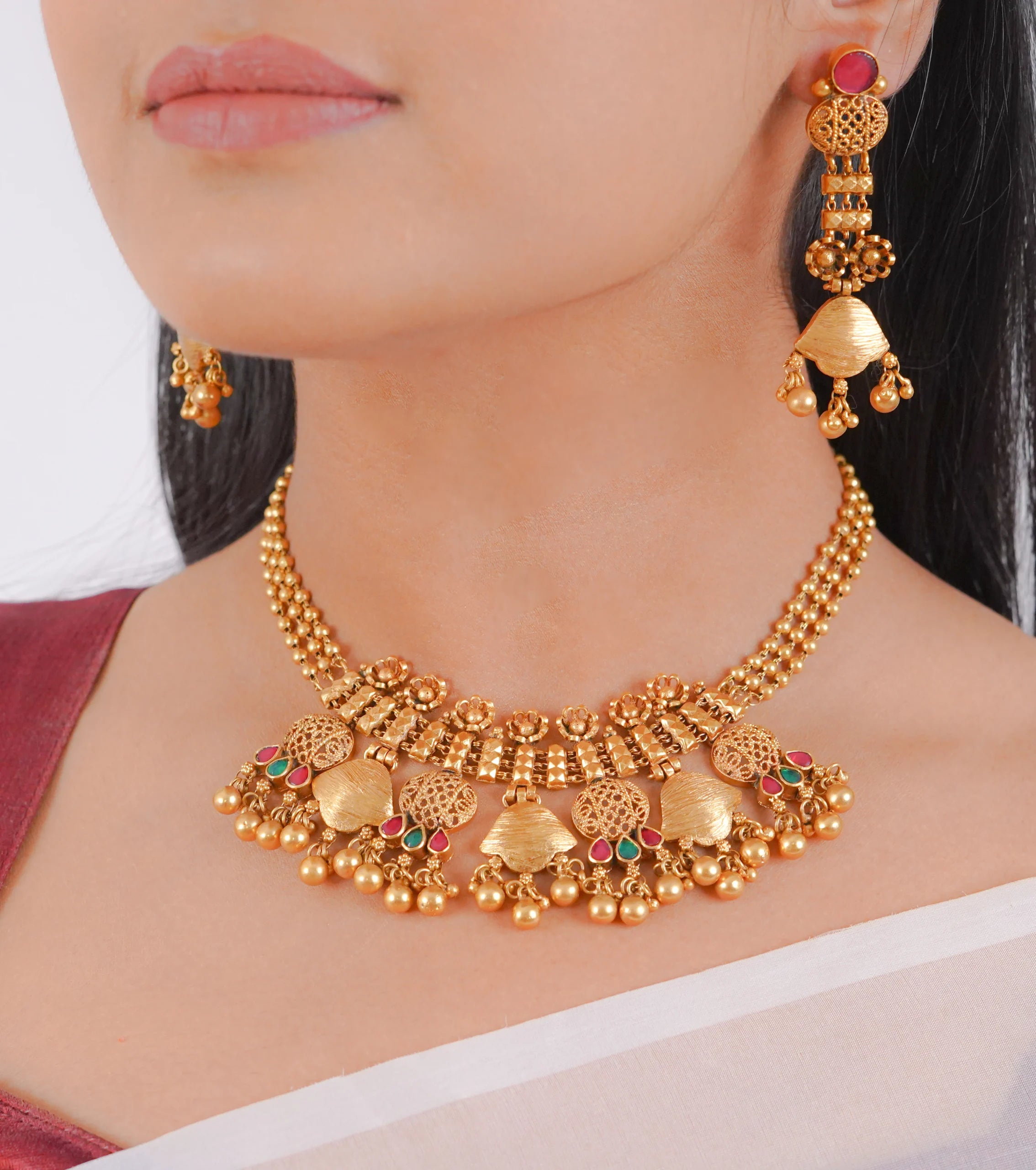 Antique Gulabful Necklace(AN-NK-47-M)