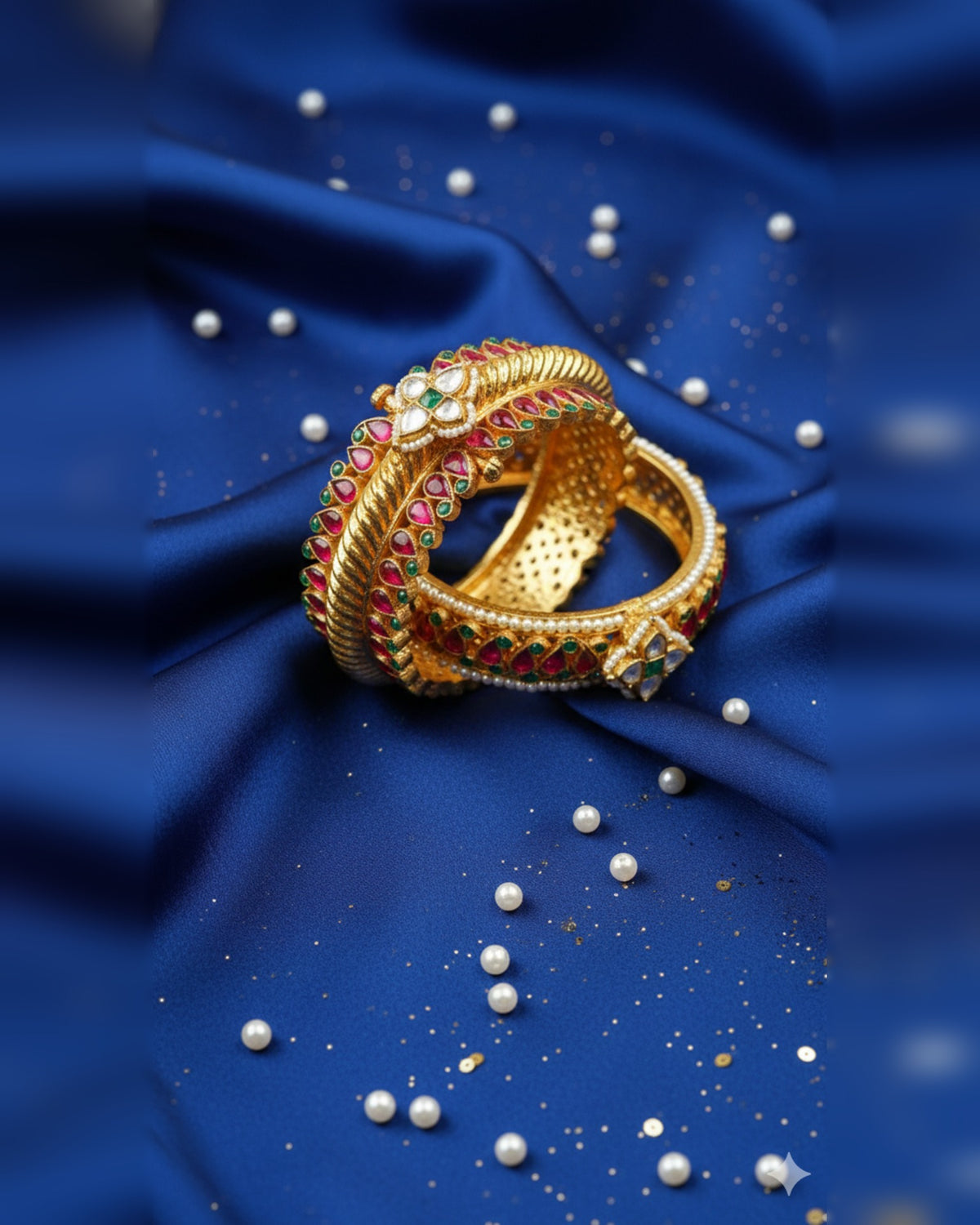 Antique Bajaria Bangles – antique kundan bangles in 1 gram gold forming by Dev Jewellers, view 2