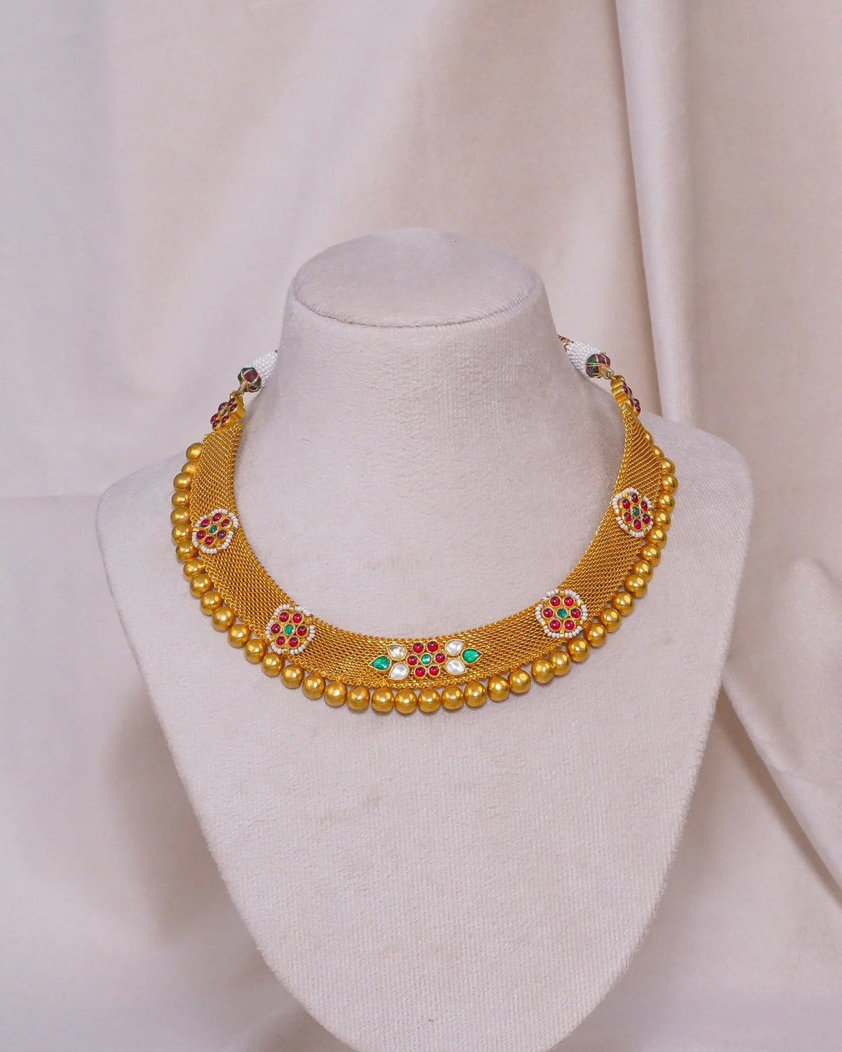 Antique Chain Necklace – antique kundan necklace in 1 gram gold forming by Dev Jewellers, view 2