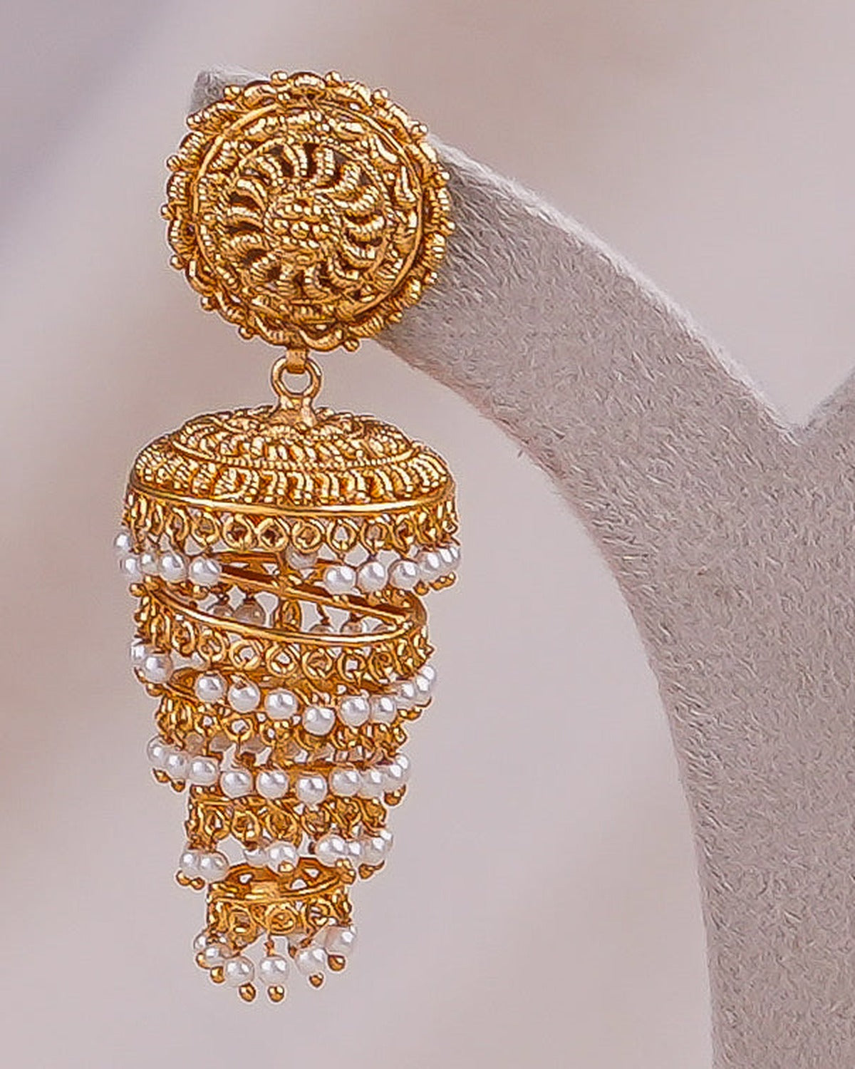 Antique Dull Earrings – close-up detail – Dev Jewellers