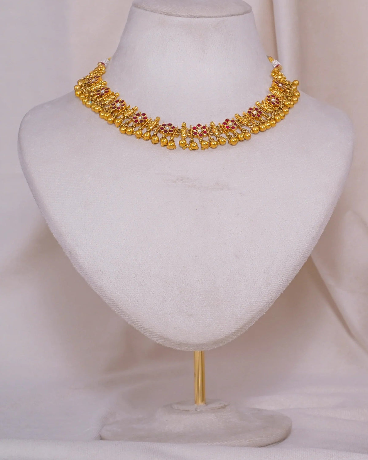 Antique Flower Necklace – antique kundan necklace in 1 gram gold forming by Dev Jewellers, view 2