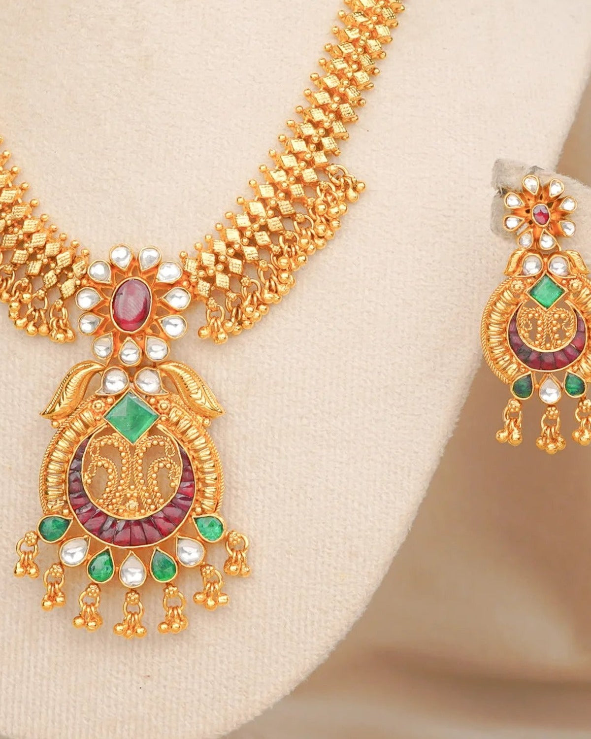 Antique Half Moon Pendant – close-up detail – Dev Jewellers