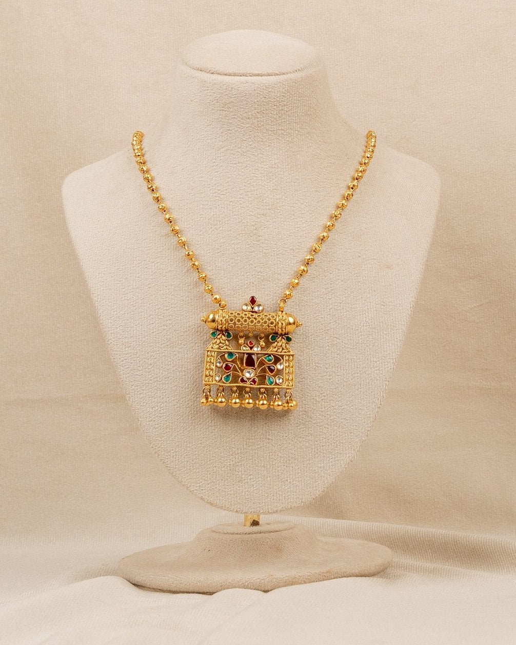 Antique Kundan Pendant Set – antique kundan pendant set in 1 gram gold forming by Dev Jewellers, view 2