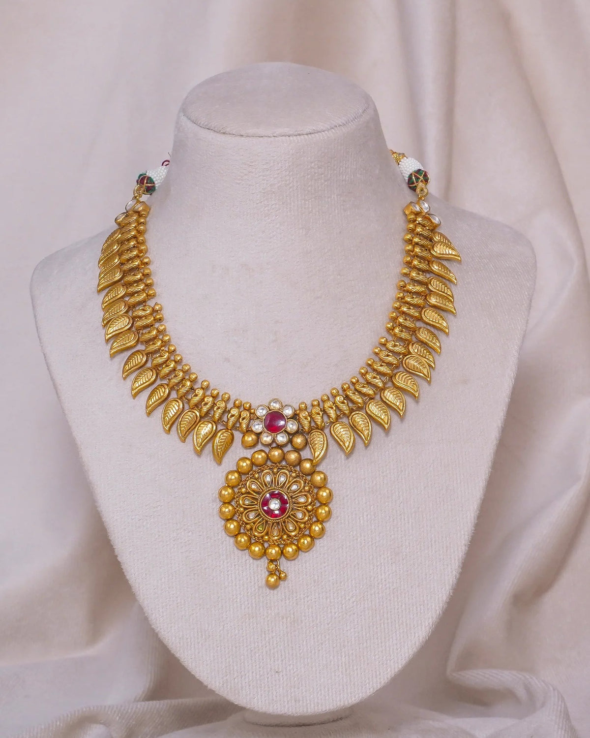 Antique Mango Necklace – antique kundan necklace in 1 gram gold forming by Dev Jewellers, view 2