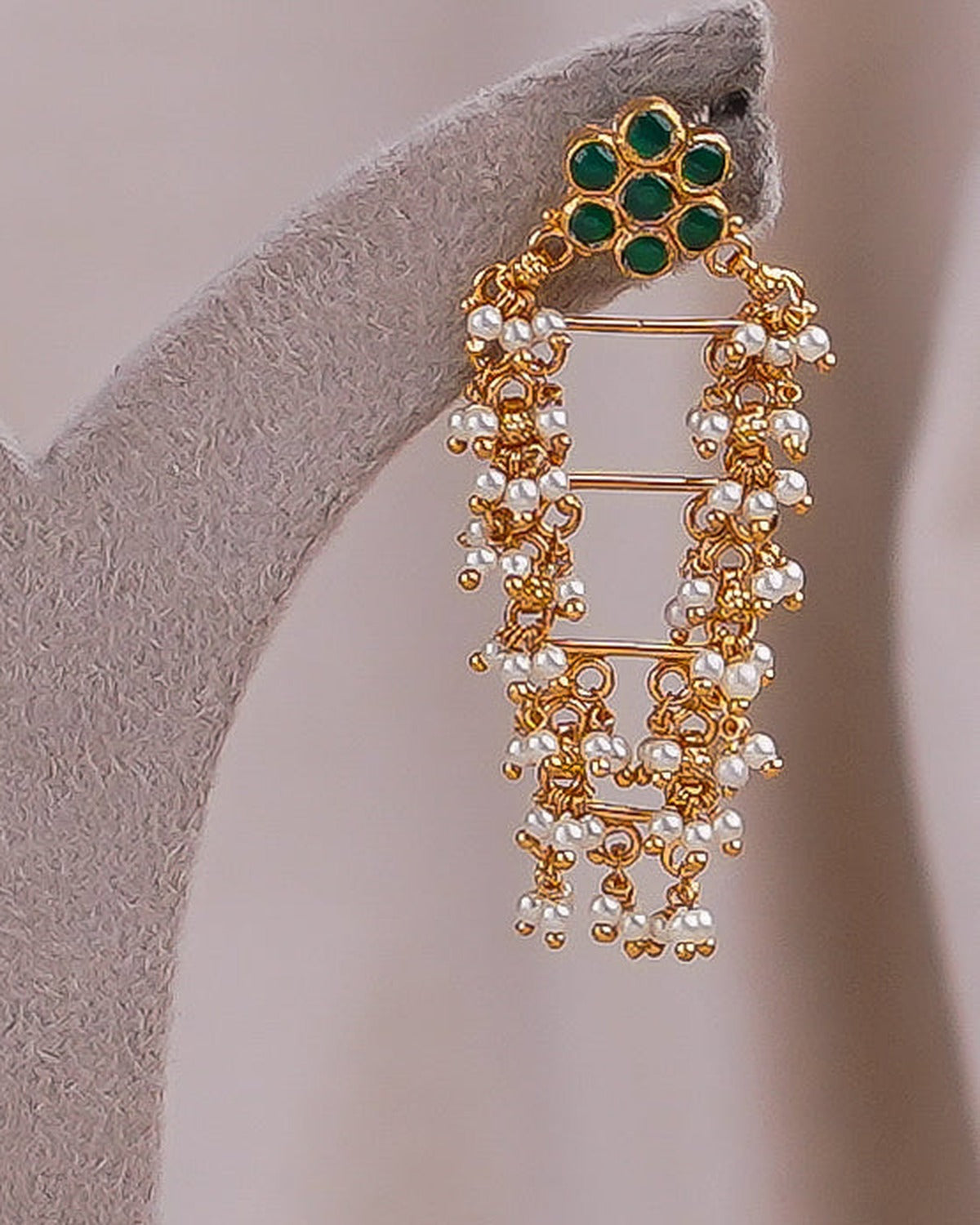 Antique Moti Earrings – close-up detail – Dev Jewellers