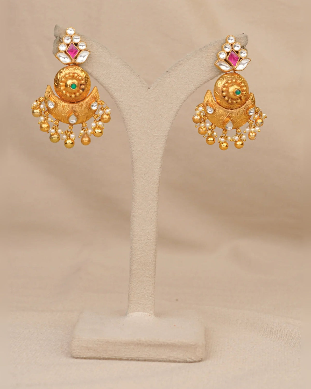 Antique Nakshi Gol Pendant – antique kundan pendant in 1 gram gold forming by Dev Jewellers, view 3