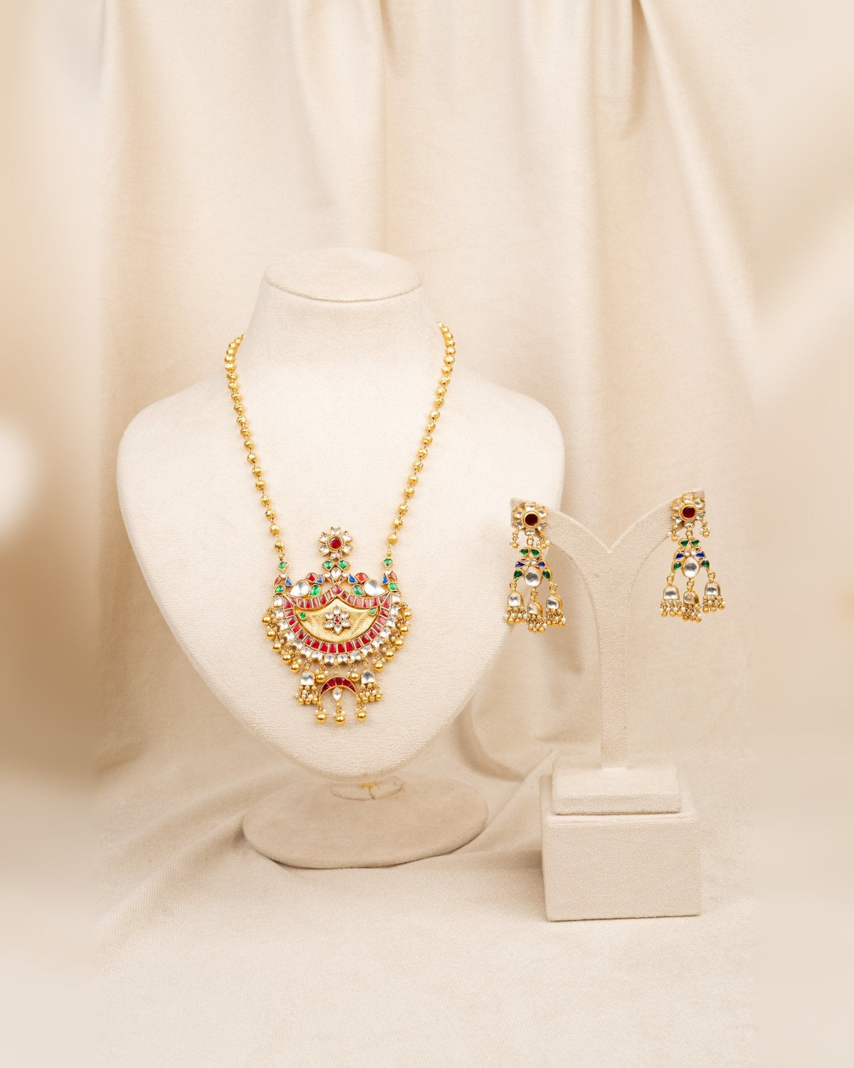 Antique Nakshi Moon Heavy Pendant – antique kundan pendant in 1 gram gold forming by Dev Jewellers, view 1