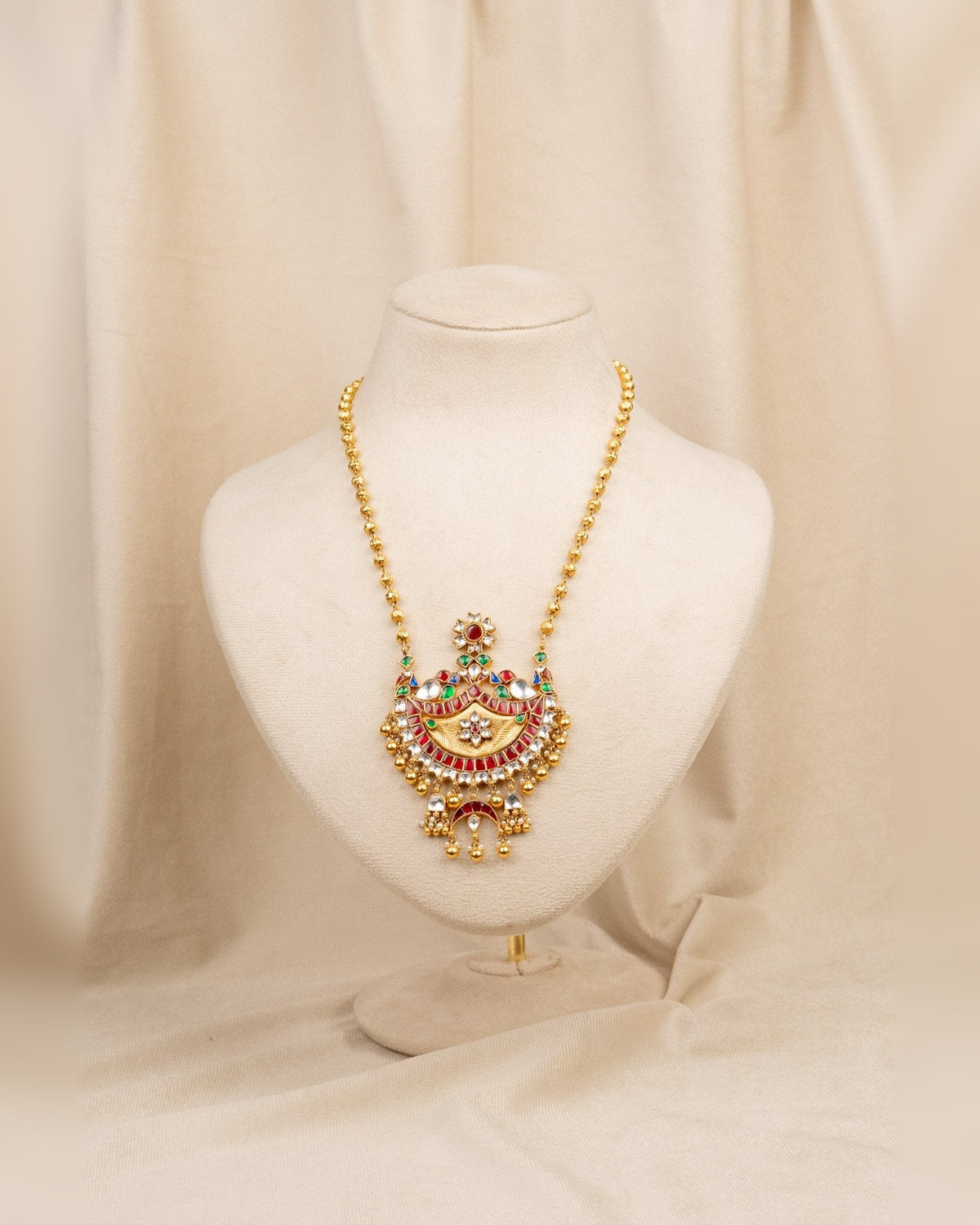 Antique Nakshi Moon Heavy Pendant – antique kundan pendant in 1 gram gold forming by Dev Jewellers, view 2