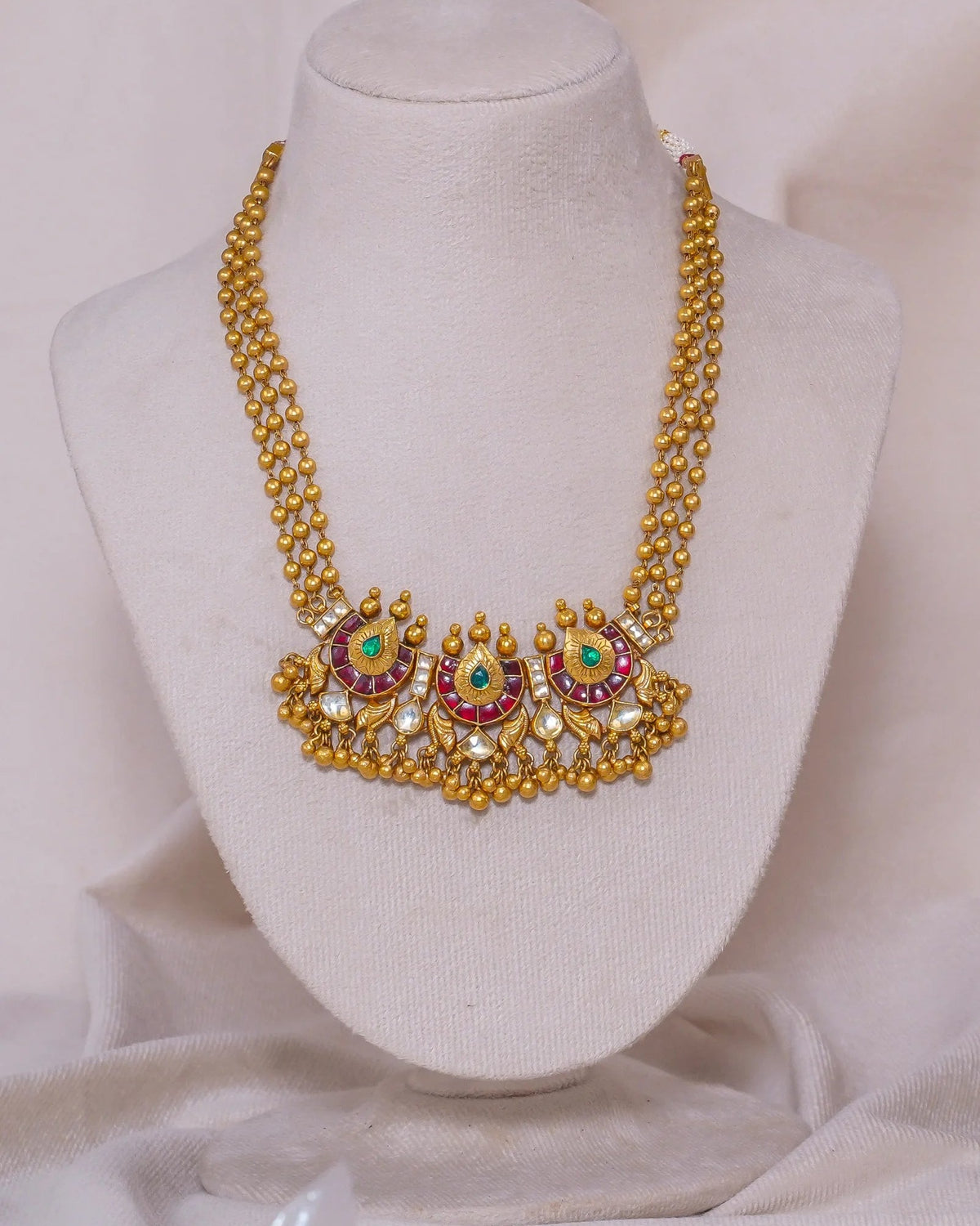 Antique Nakshi Pan Necklace – antique kundan necklace in 1 gram gold forming by Dev Jewellers, view 2