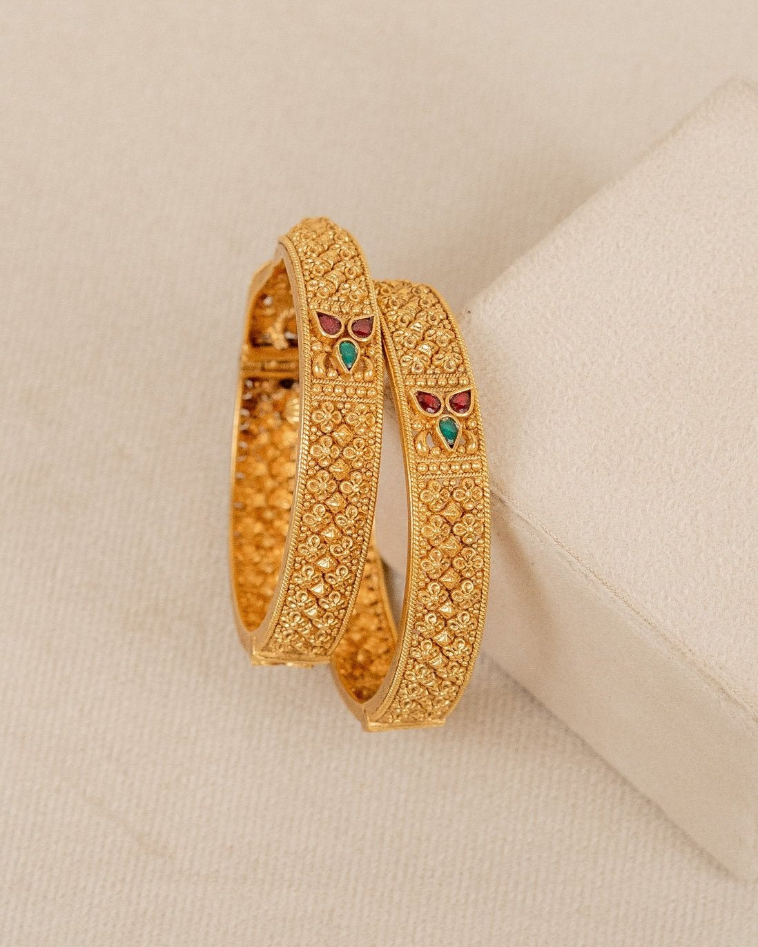 Antique Rava Bangles – antique kundan bangles in 1 gram gold forming by Dev Jewellers