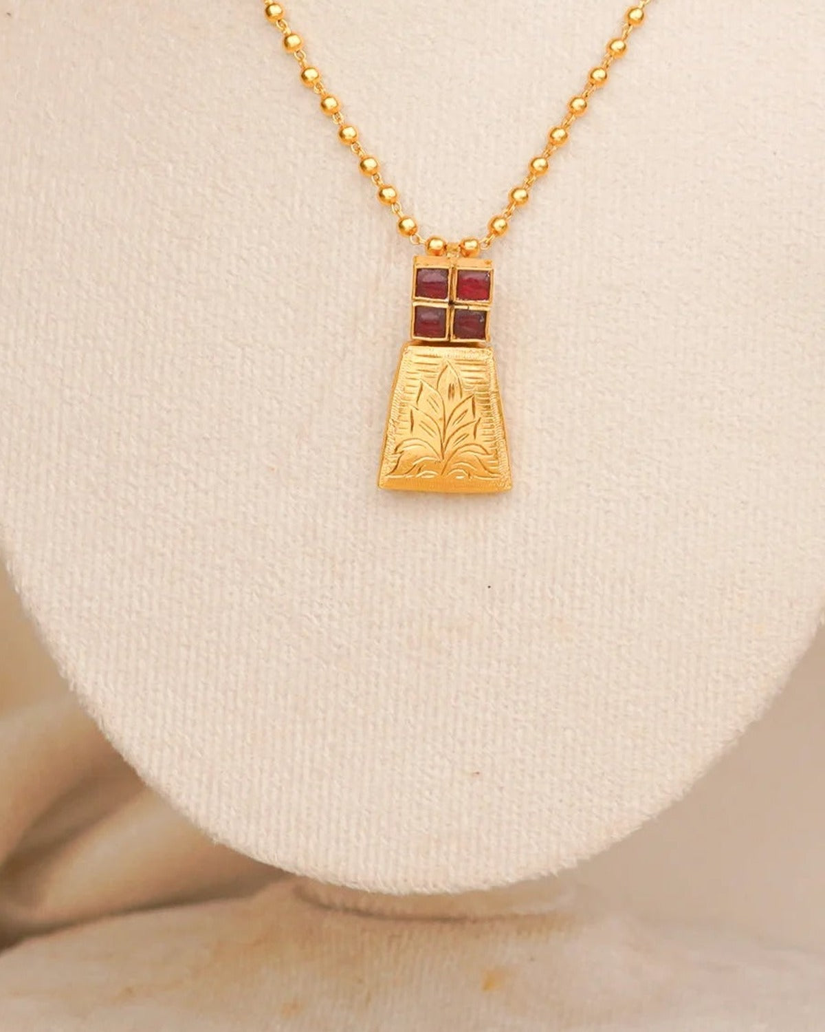 Antique Square Nakshi Pendant – close-up detail – Dev Jewellers
