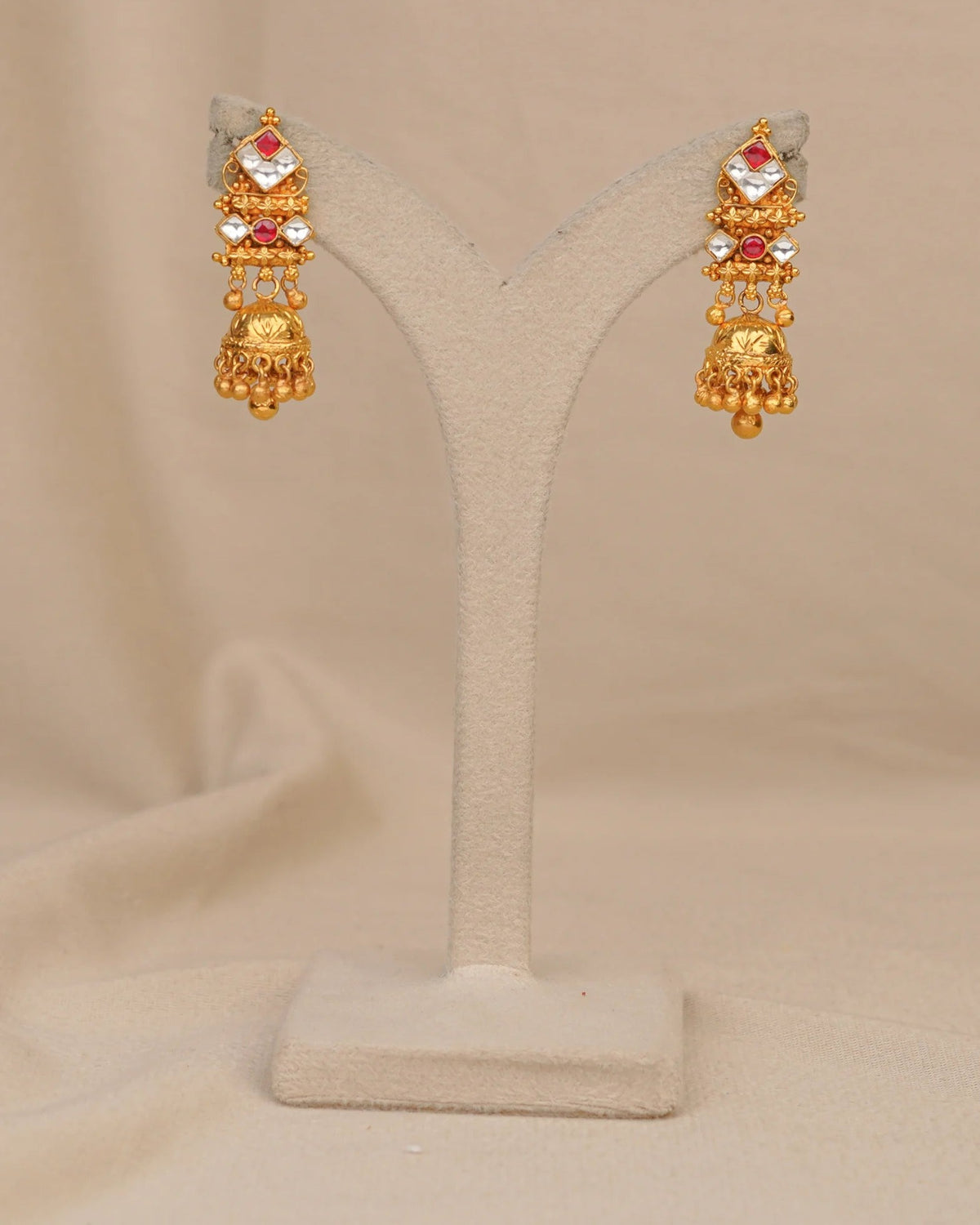 Antique Triangle Necklace – antique kundan necklace in 1 gram gold forming by Dev Jewellers, view 3