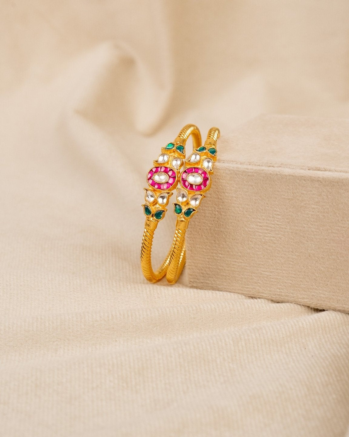 Antique Vadiya Bangles – antique kundan bangles in 1 gram gold forming by Dev Jewellers