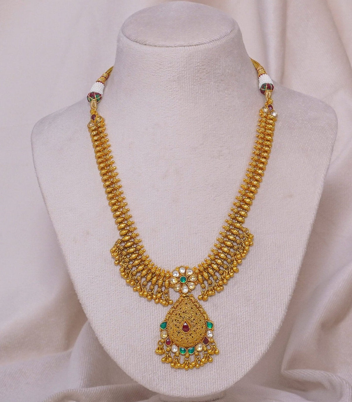 Antique Pan Necklace - antique kundan necklace in 1 gram gold forming by Dev Jewellers, view 1