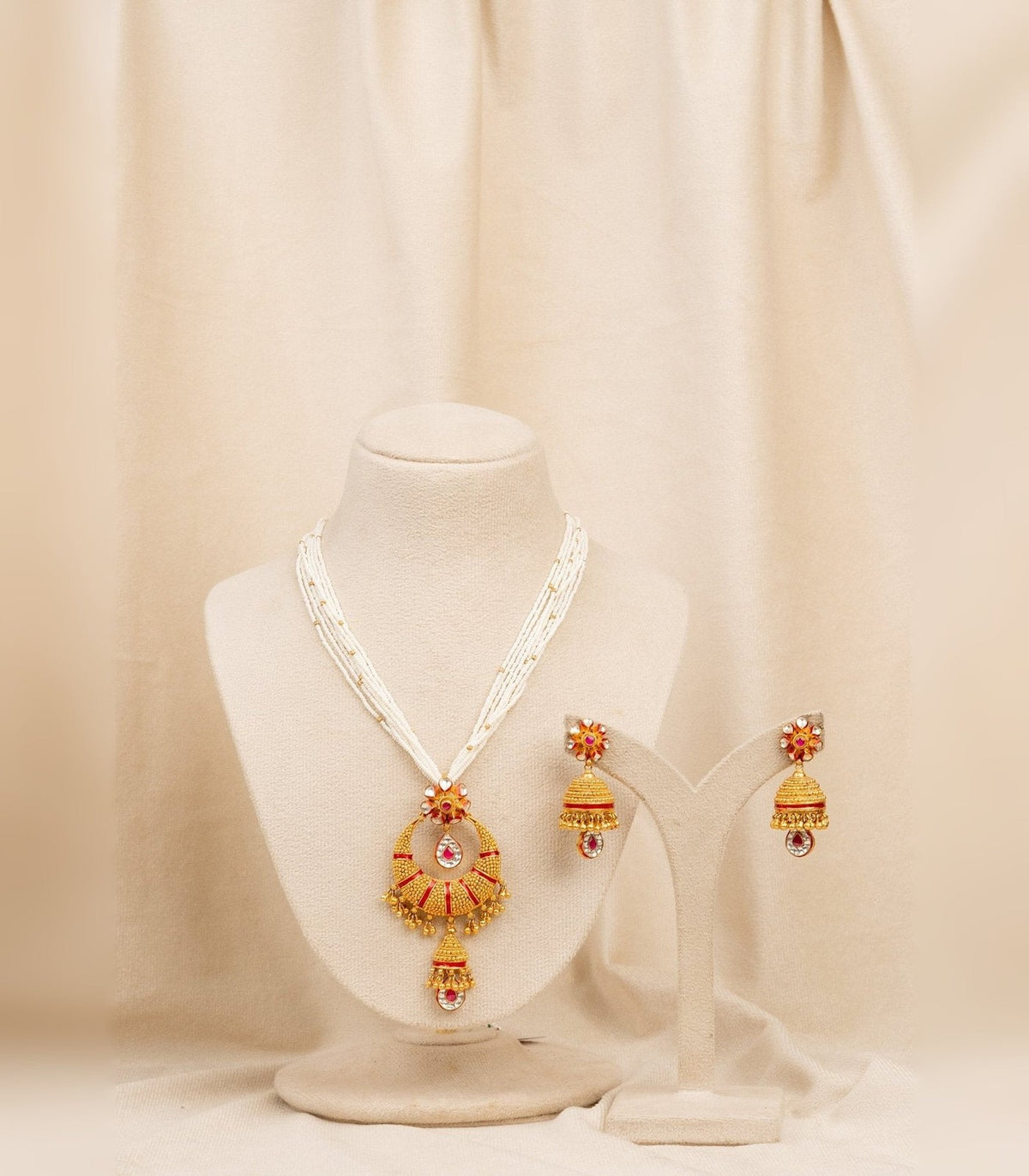 Antique Rava Pendant - antique kundan pendant in 1 gram gold forming by Dev Jewellers, view 1