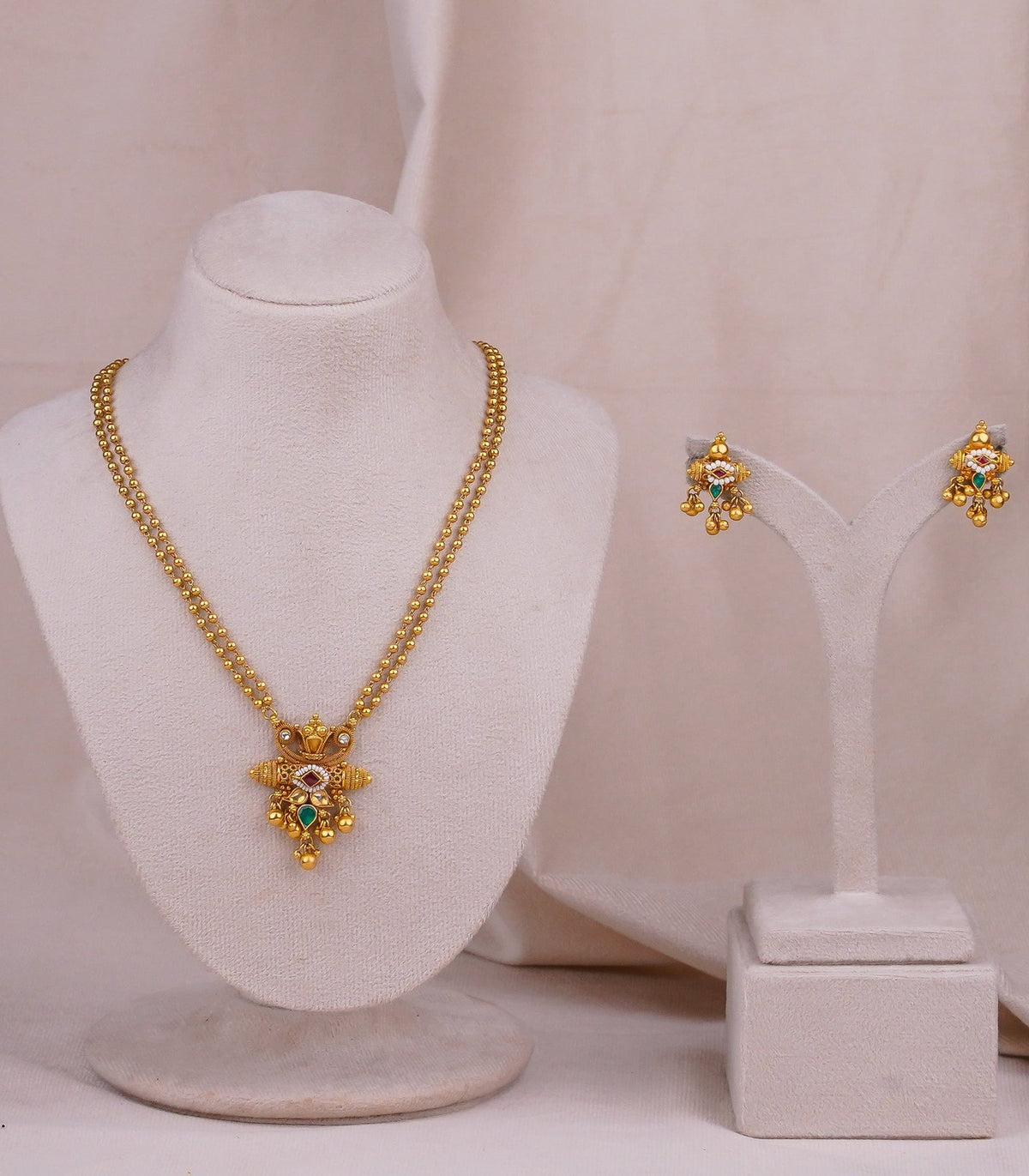 Antique Dodi Pendant - antique kundan pendant in 1 gram gold forming by Dev Jewellers, view 1