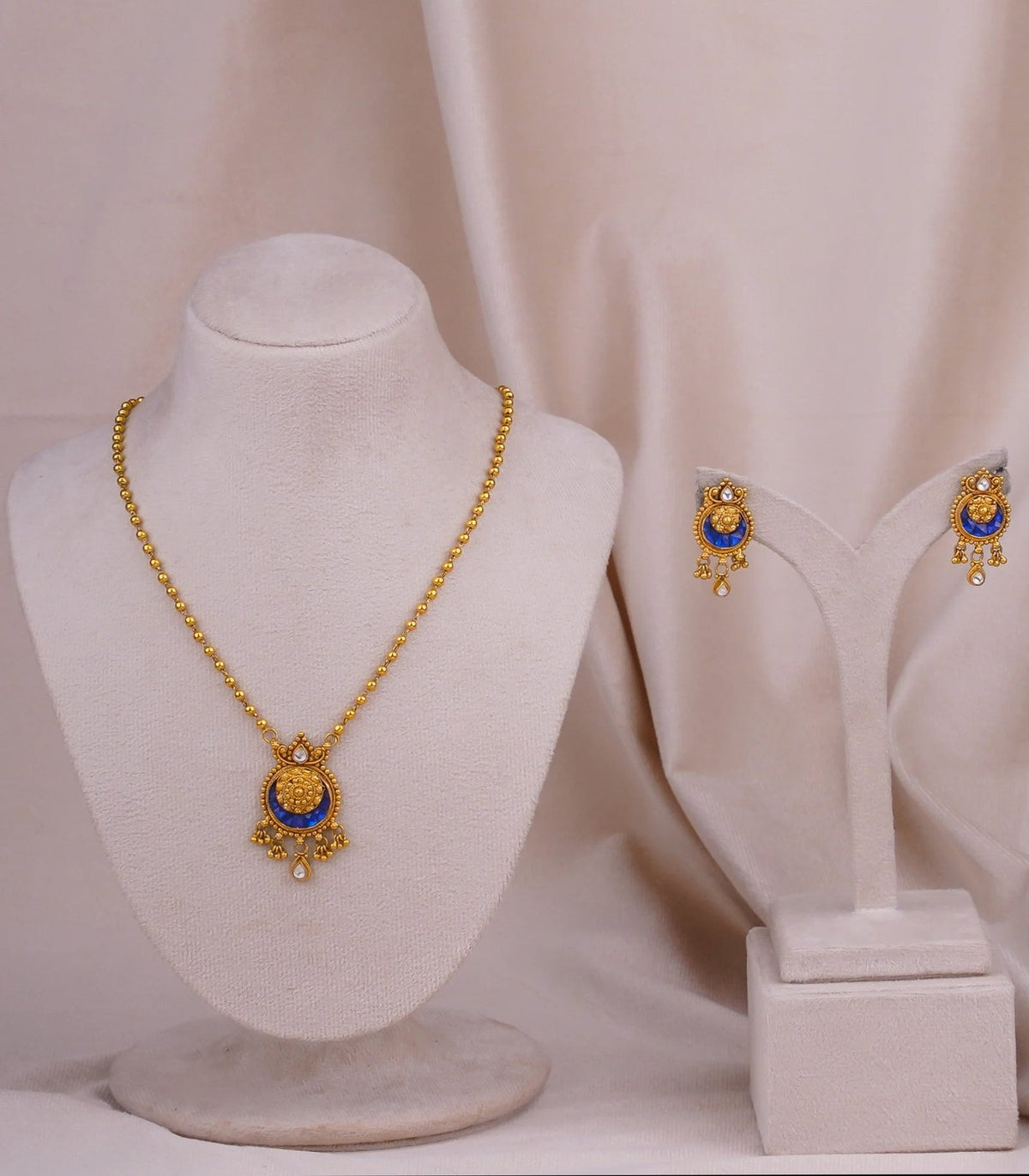 Antique Round Necklace - antique kundan necklace in 1 gram gold forming by Dev Jewellers, view 1