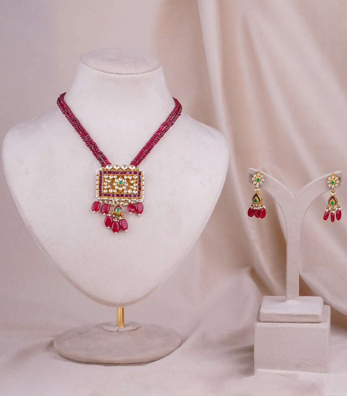 Jadtar Square Pendant - jadtar kundan pendant in 1 gram gold forming by Dev Jewellers, view 1