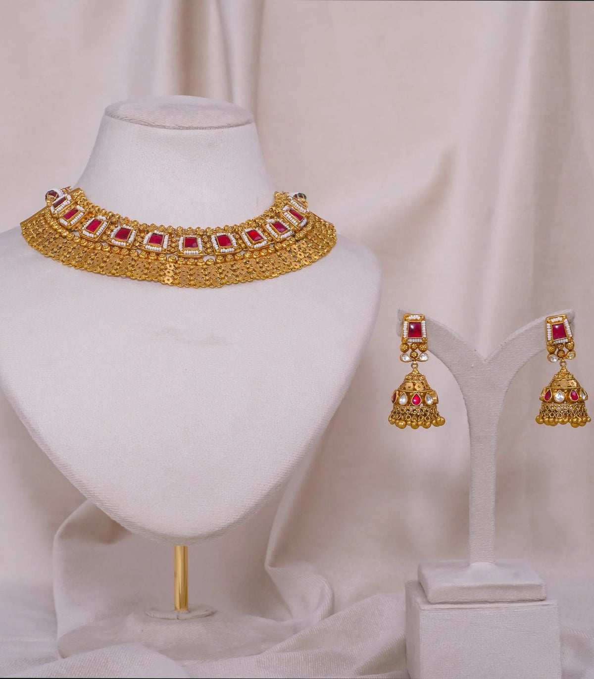 Antique Zaalar Necklace - antique kundan necklace in 1 gram gold forming by Dev Jewellers, view 1