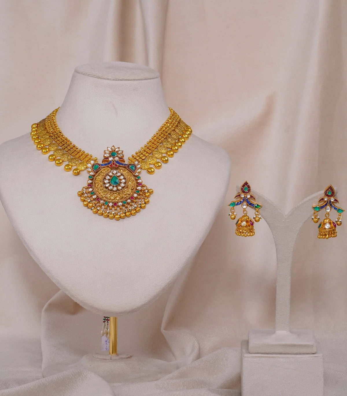 Antique Gini Peacock Necklace - antique necklace in 1 gram gold forming by Dev Jewellers, view 1