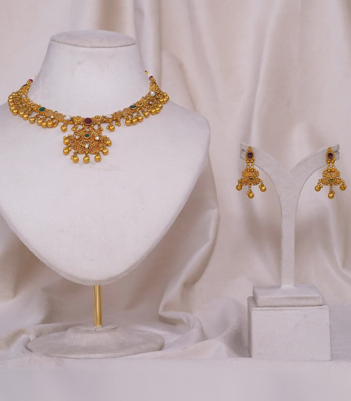 Antique Round Necklace - antique kundan necklace in 1 gram gold forming by Dev Jewellers, view 1