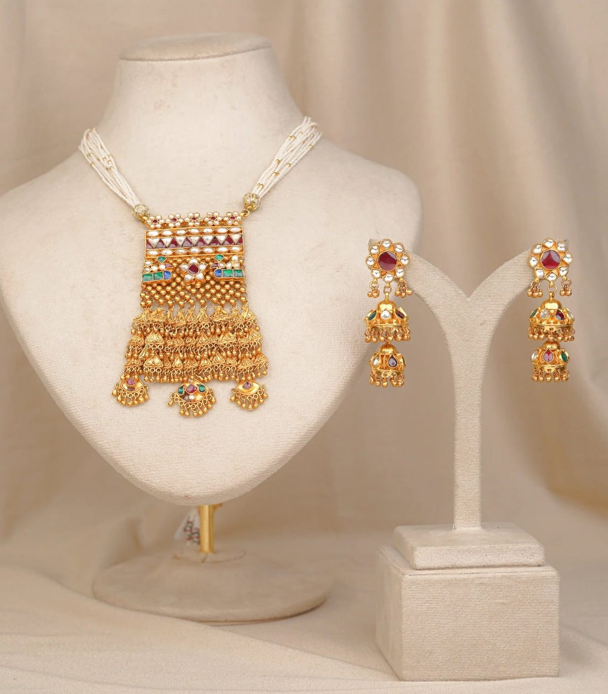 Antique Zaalar Necklace - antique kundan necklace in 1 gram gold forming by Dev Jewellers, view 1
