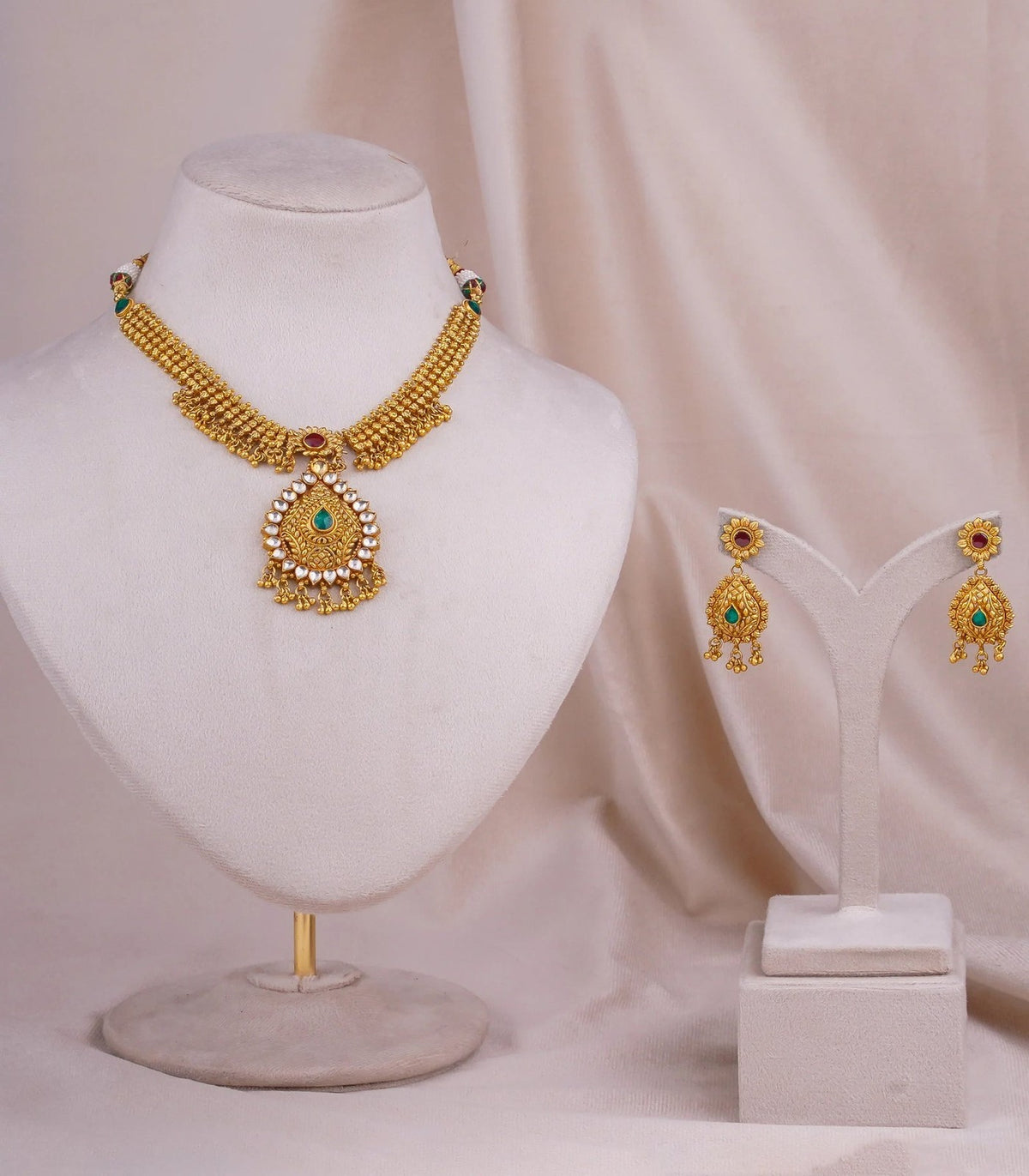 Antique Pan Necklace - antique kundan necklace in 1 gram gold forming by Dev Jewellers, view 1