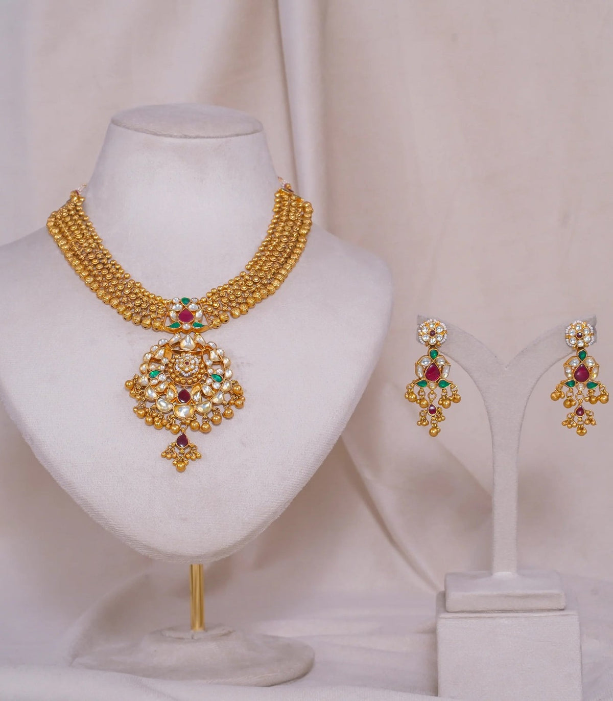 Antique Round Necklace - antique kundan necklace in 1 gram gold forming by Dev Jewellers, view 1