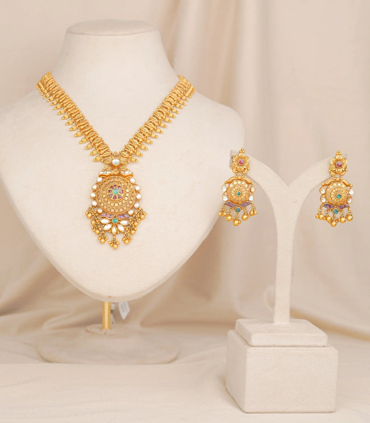 Antique Necklace - antique kundan necklace in 1 gram gold forming by Dev Jewellers, view 1