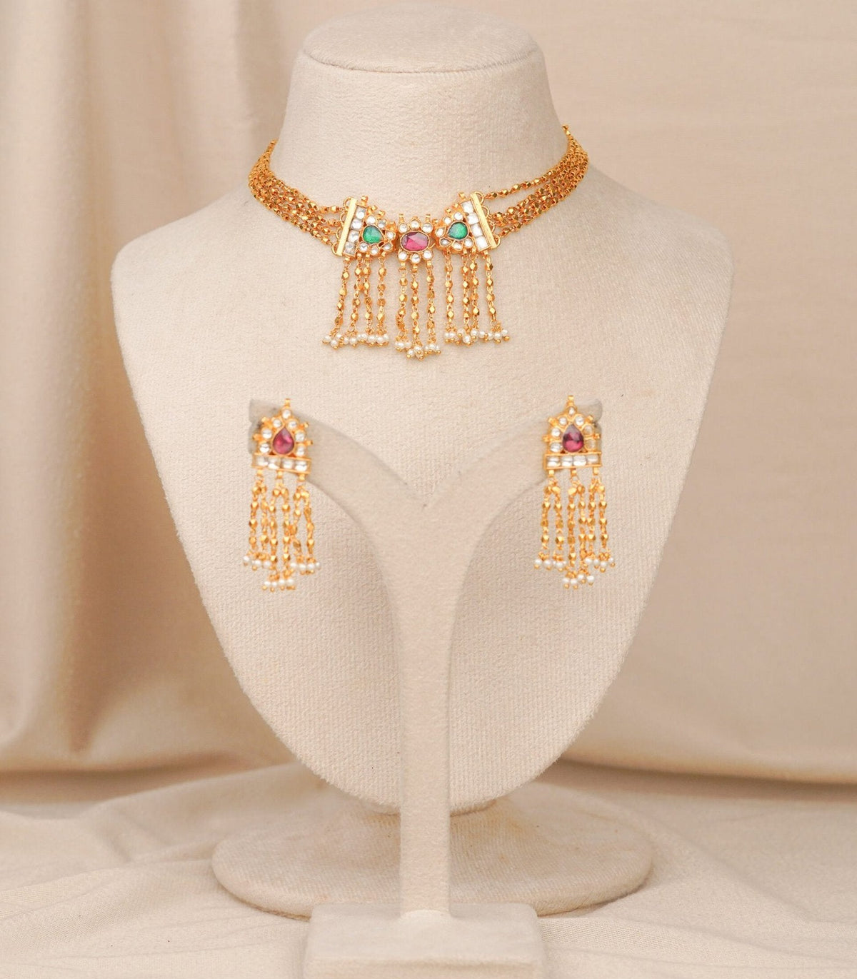 Antique Hira Kanthi Necklace - antique kundan necklace in 1 gram gold forming by Dev Jewellers, view 1